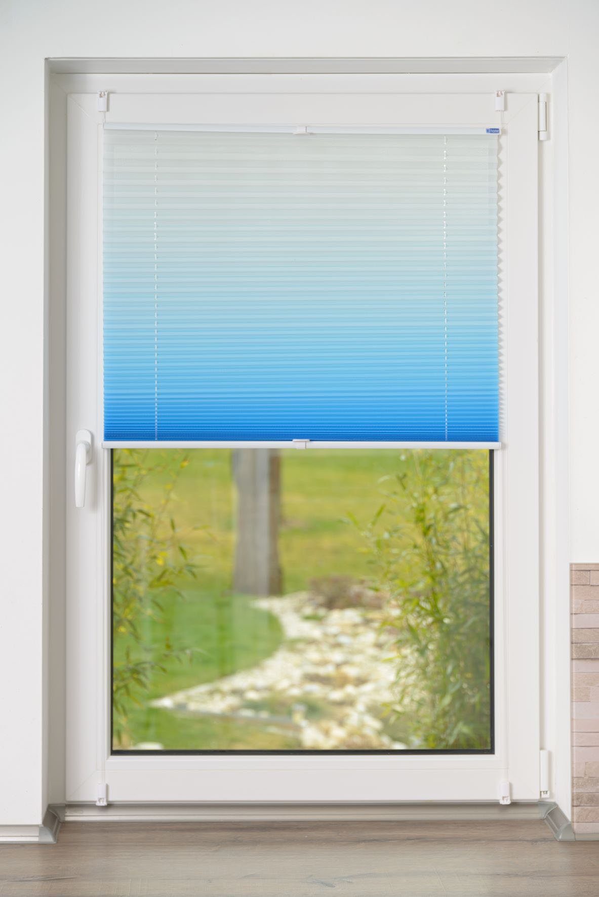 K-HOME Plissee Farbverlauf Sunrise, Lichtschutz, ohne Bohren, verspannt, Klemmfix – Bild 4 von 5