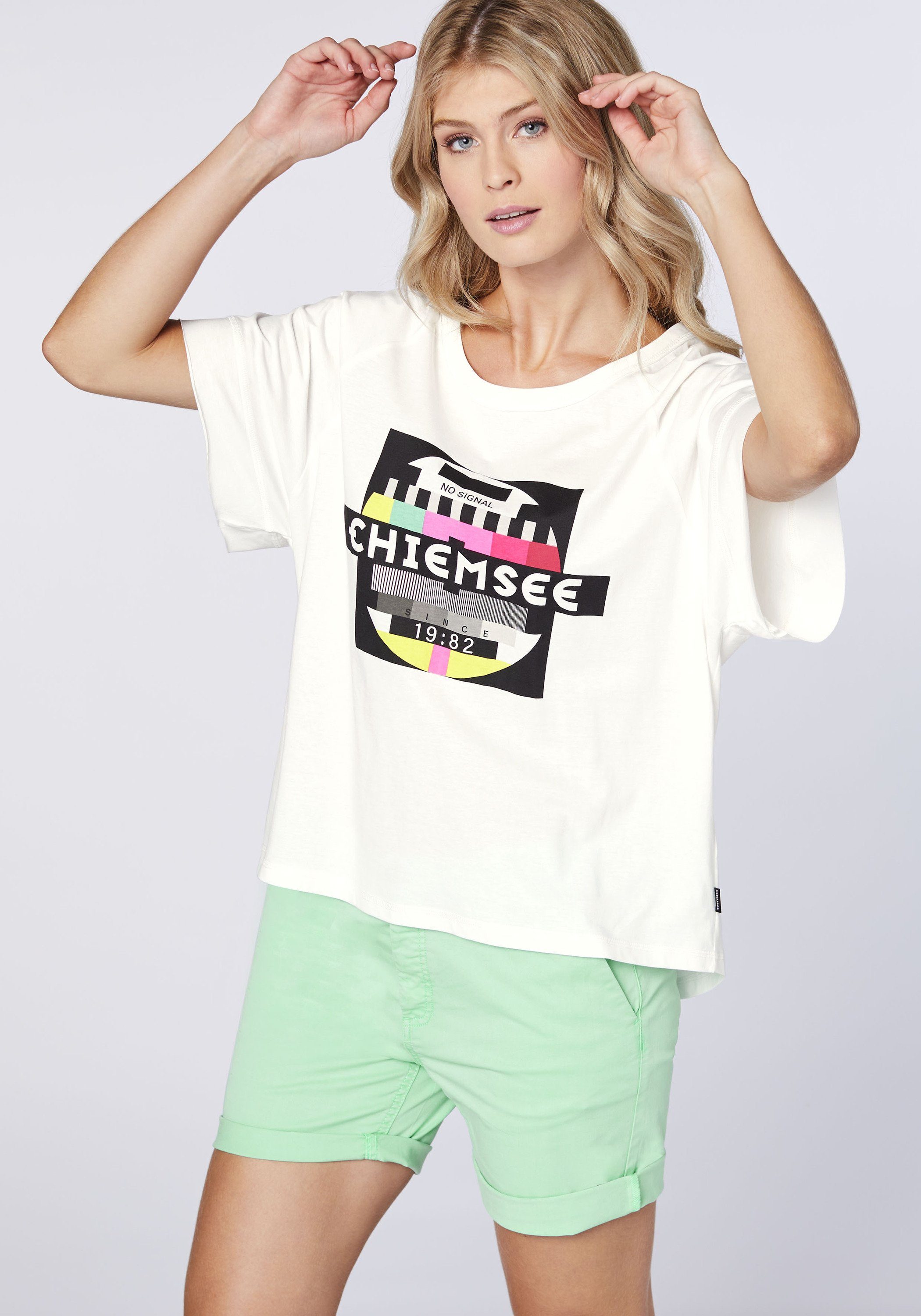 T-Shirt Chiemsee mit Print-Shirt Kastiges White Star 1 NO-SIGNAL-Print