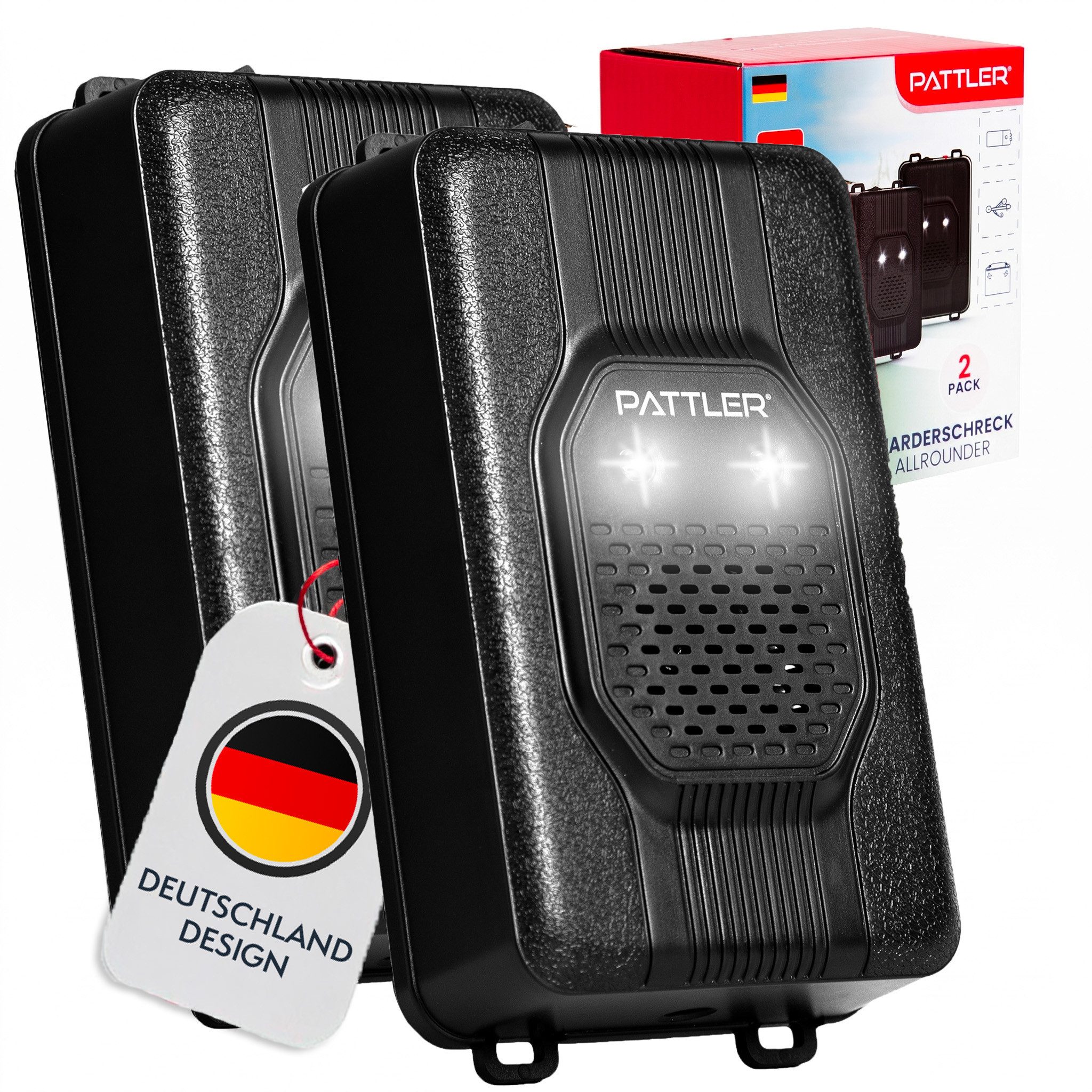 Pattler Ultraschall-Tierabwehr Marderschreck mit Ultraschall und Blitzlicht, 2 Geräte