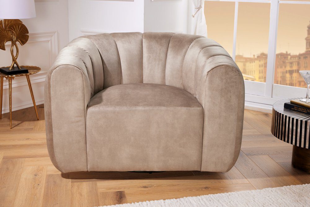 riess-ambiente Loungesessel BABYLON 360° champagner (Einzelartikel, 1-St), Wohnzimmer · Samt · 360° drehbar · Cocktailsessel · Modern Design