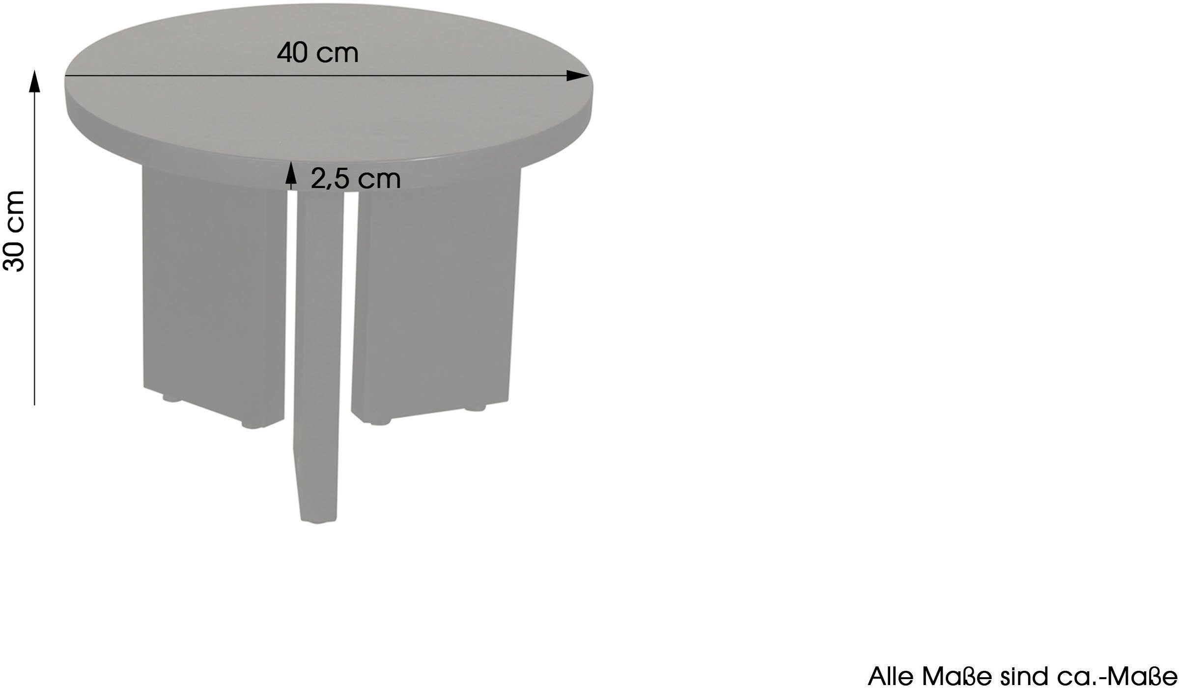 byLIVING Couchtisch Round (1-St), aus 2,5cm starkem Massivholz schwarz, einzeln oder im Set stellbar