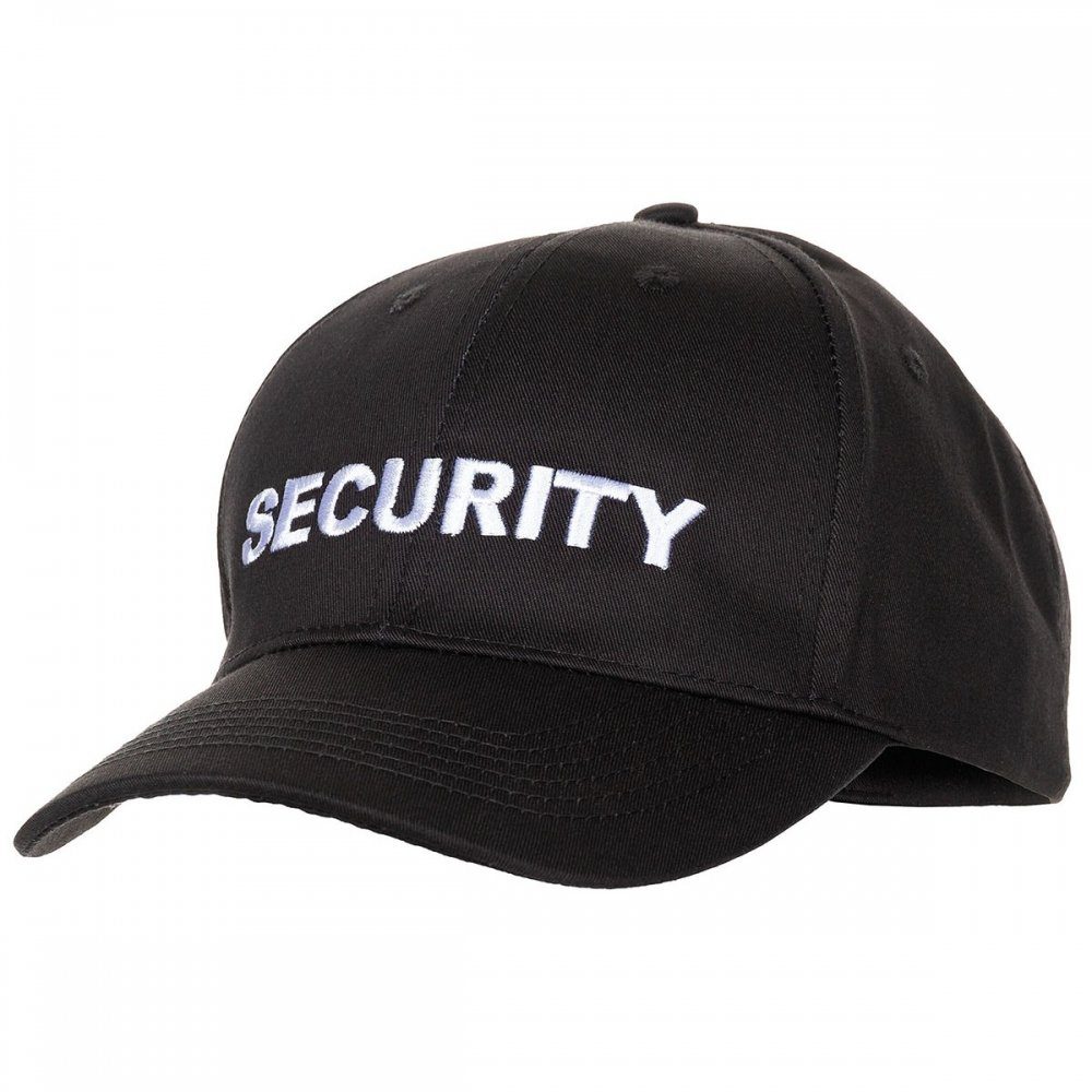 Army Cap, (Packung) "SECURITY" schwarz, Belüftungslöcher Schild, mit Cap US mit MFH bestickt,
