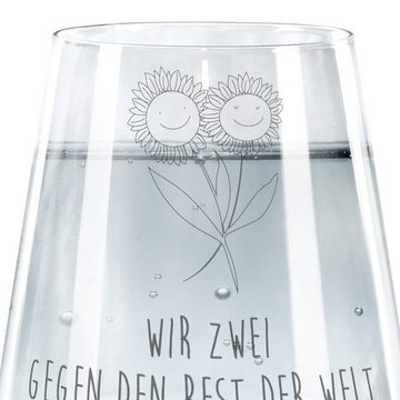 Mr. & Mrs. Panda Glas Blume Sonnenblume - Transparent - Geschenk, Blumen, Wasserglas, Pflan, Premium Glas, Liebevolle Gestaltung