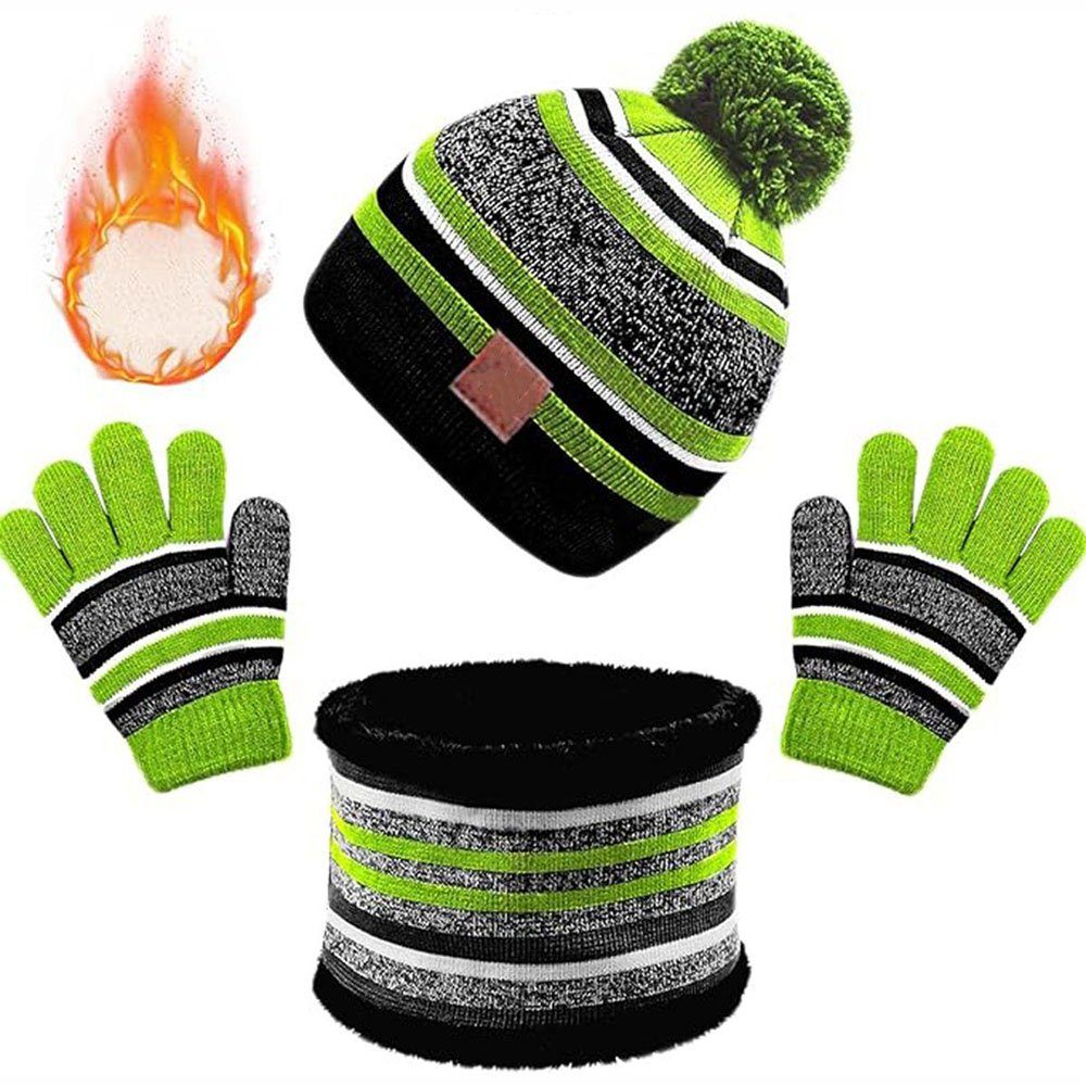 Schal Mütze Grün Winter Handschuhe Mütze & Schal CTGtree Kinder Set Knit Accessoires für