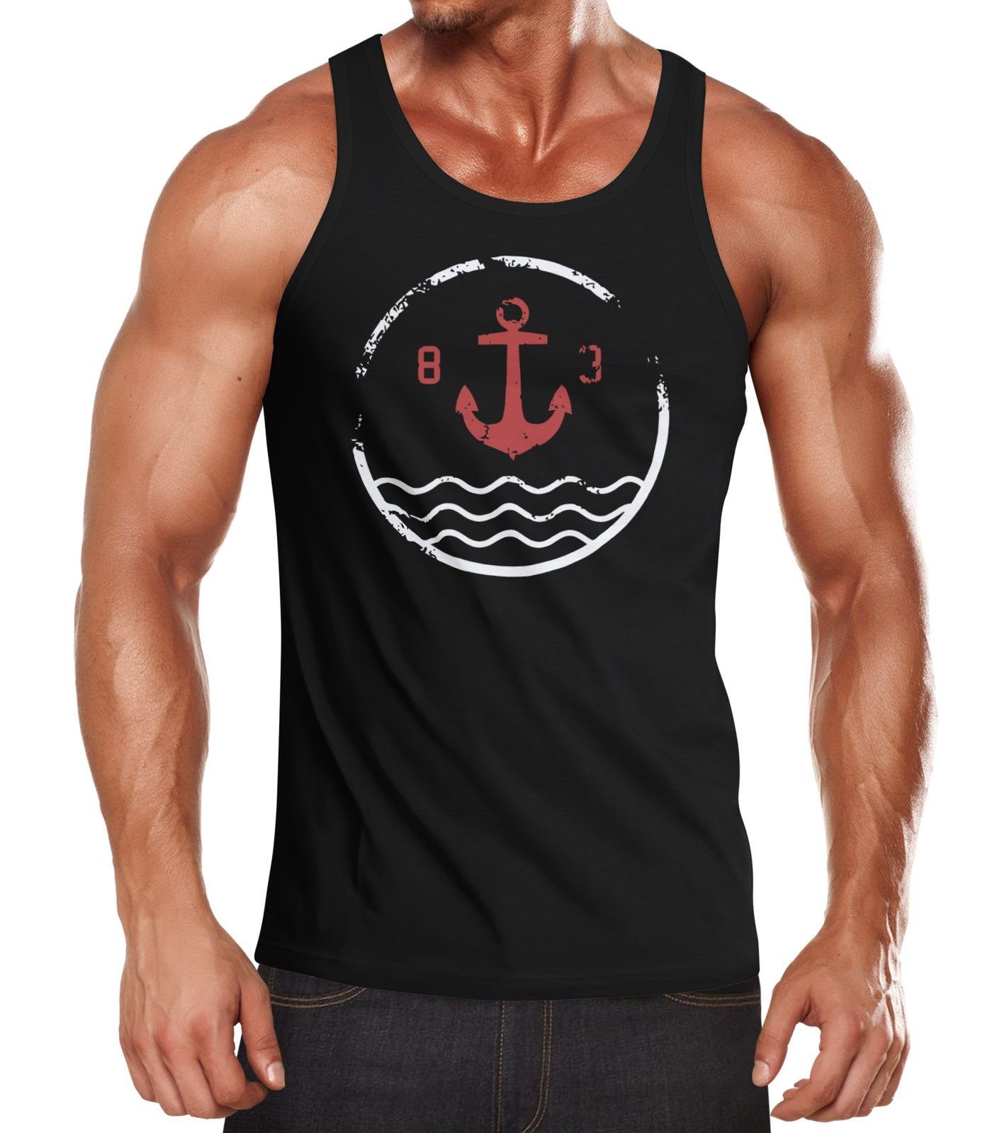 Neverless Tanktop Herren Tank-Top Anker Vintage Wasser Muskelshirt Muscle Shirt mit Print