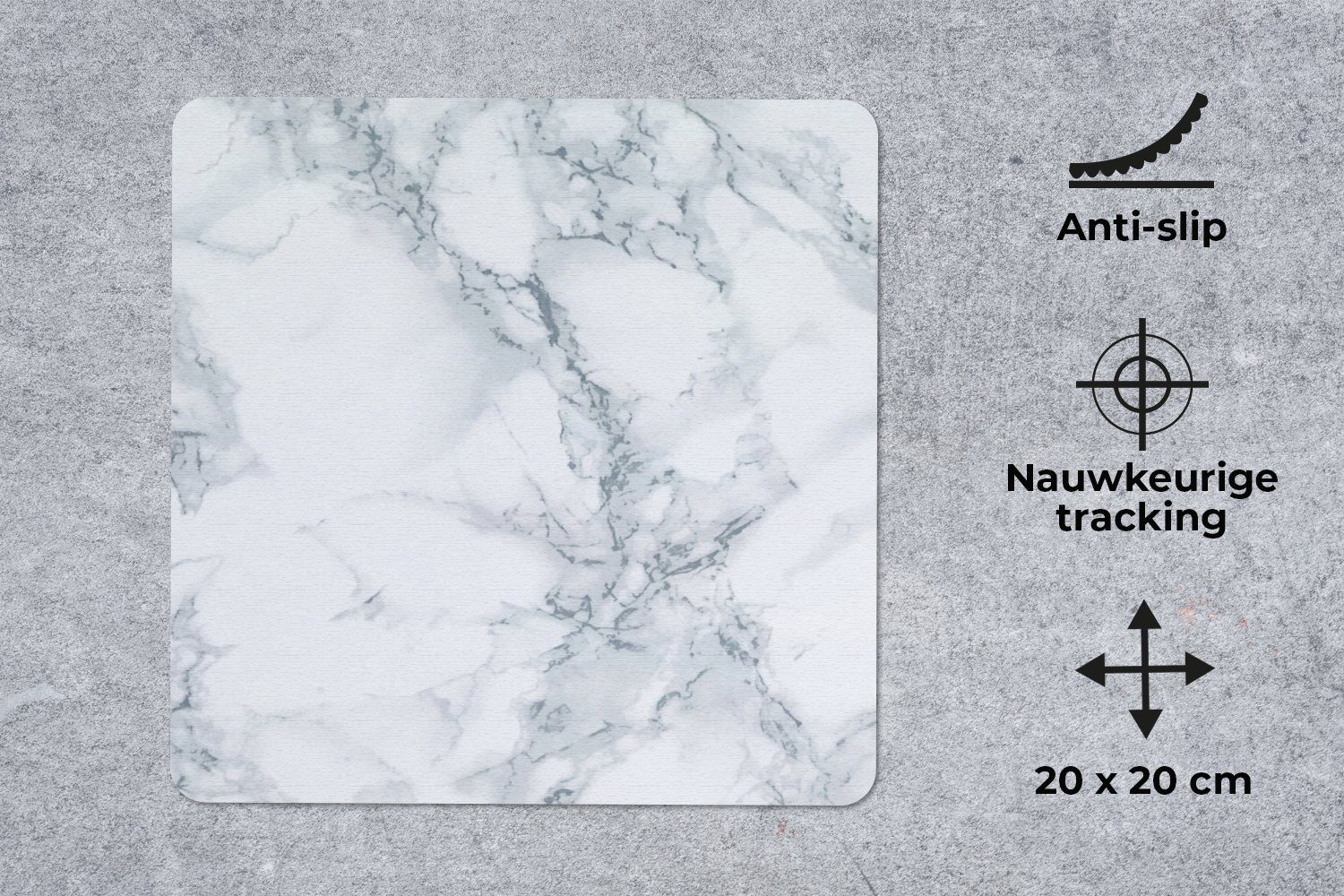 MuchoWow Mauspad Marmor - Muster - Gus - Weiß - Marmoroptik - Luxus (1-St), Mousepad, Schreibtisch Zubehör, Deko, 20x20 cm