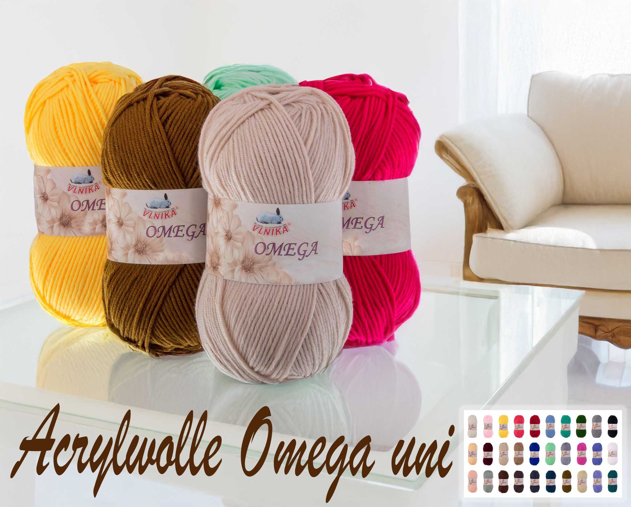 maDDma 5x100g Strickgarn Omega uni Häkelgarn Acrylwolle Klassikgarn Wolle Häkelwolle, 1200 m (Sparpaket), moosgrün
