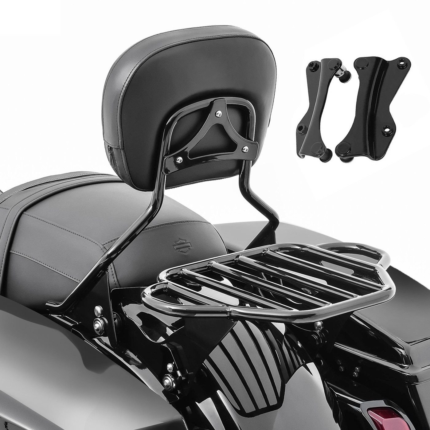 Craftride Halter Sissybar mit Gepäckträger KI und Montagekit für Harley Davidson Tourin