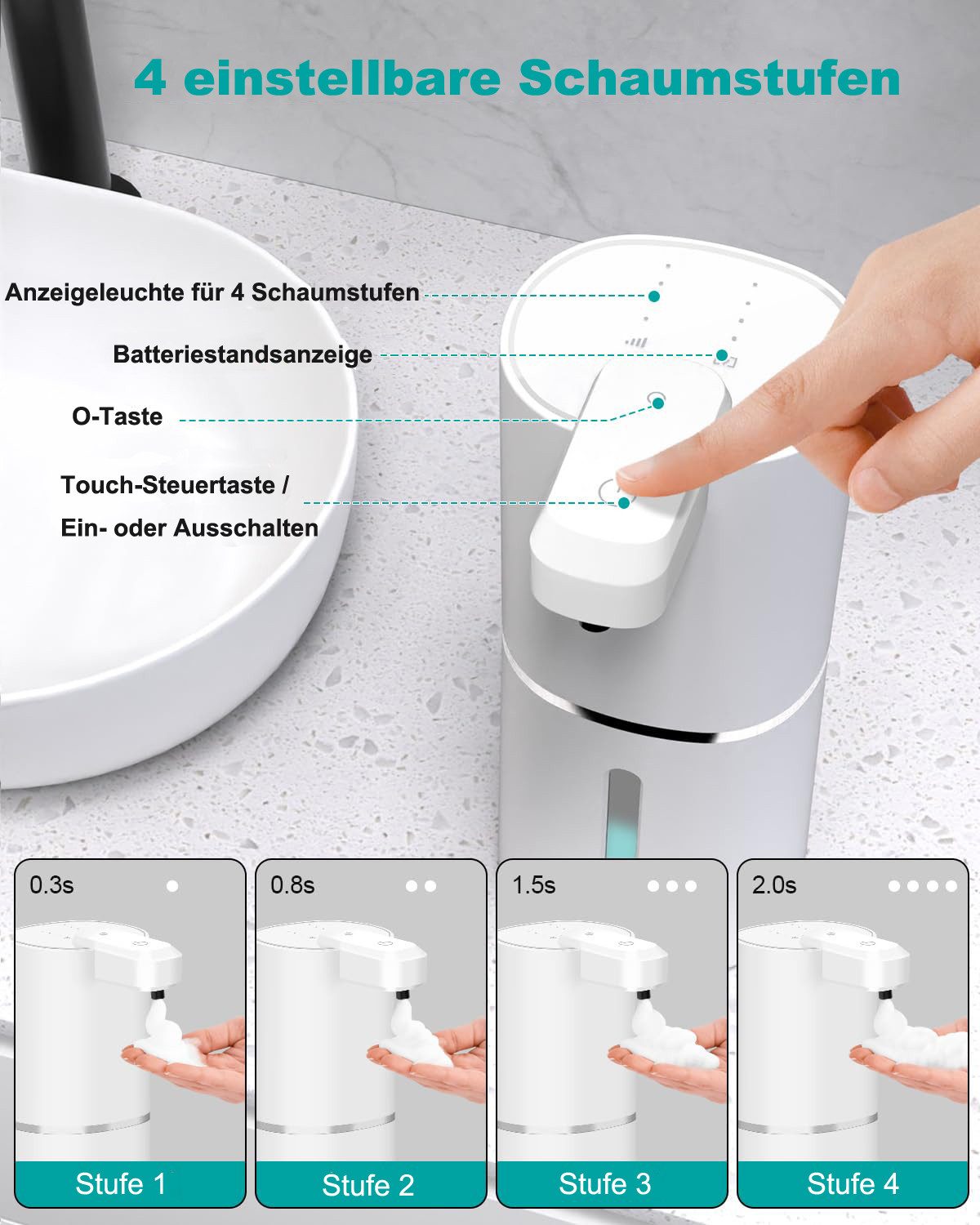 nsihing Seifenspender Automatischer Seifenspender Wandmontage – Elektrischer Seifenspender, (1-tlg), USB-C wiederaufladbar, wasserdicht für Küche & Bad