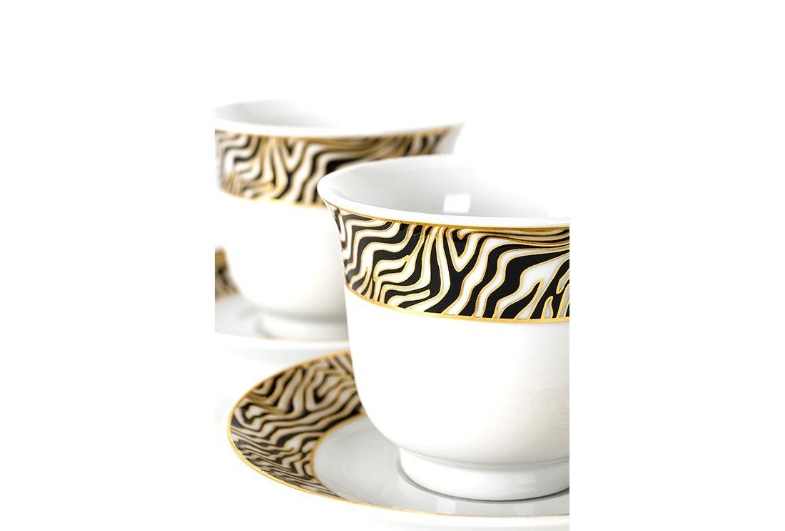 Bavary Kaffeeservice 12-teiliges Tassenset, 6 Porzellan Modernes Design Leopardenmuster, Personen, (12-tlg)