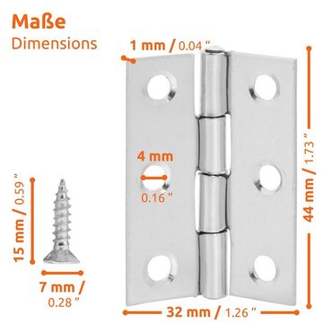 ECENCE Montageband 10x Edelstahl Scharnier (44x32x1mm / mit Schrauben (10 St)