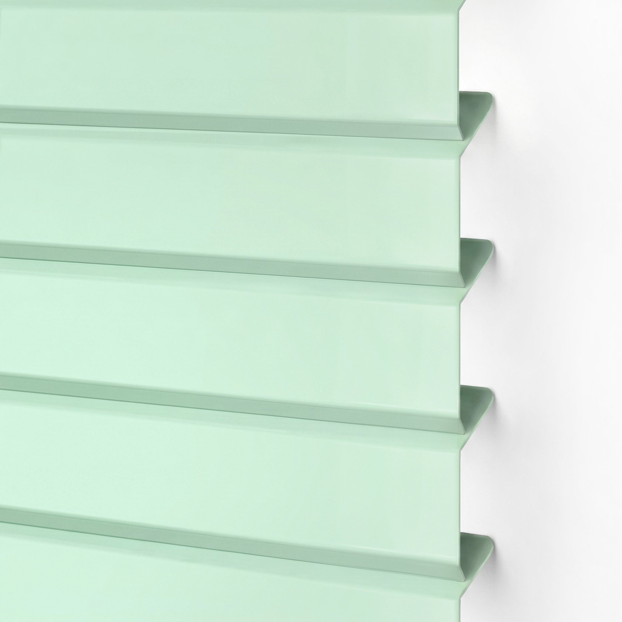 Victoria M. Jalousie LightLess Prime Aluminium-Jalousie 50x130 cm Mondschein-Grün matt, mit Bohren, ohne Bohren, geklemmt oder verschaubt, L Profil 25 mm Lamellen, feuchtigkeitsbeständig, verdunkelnd