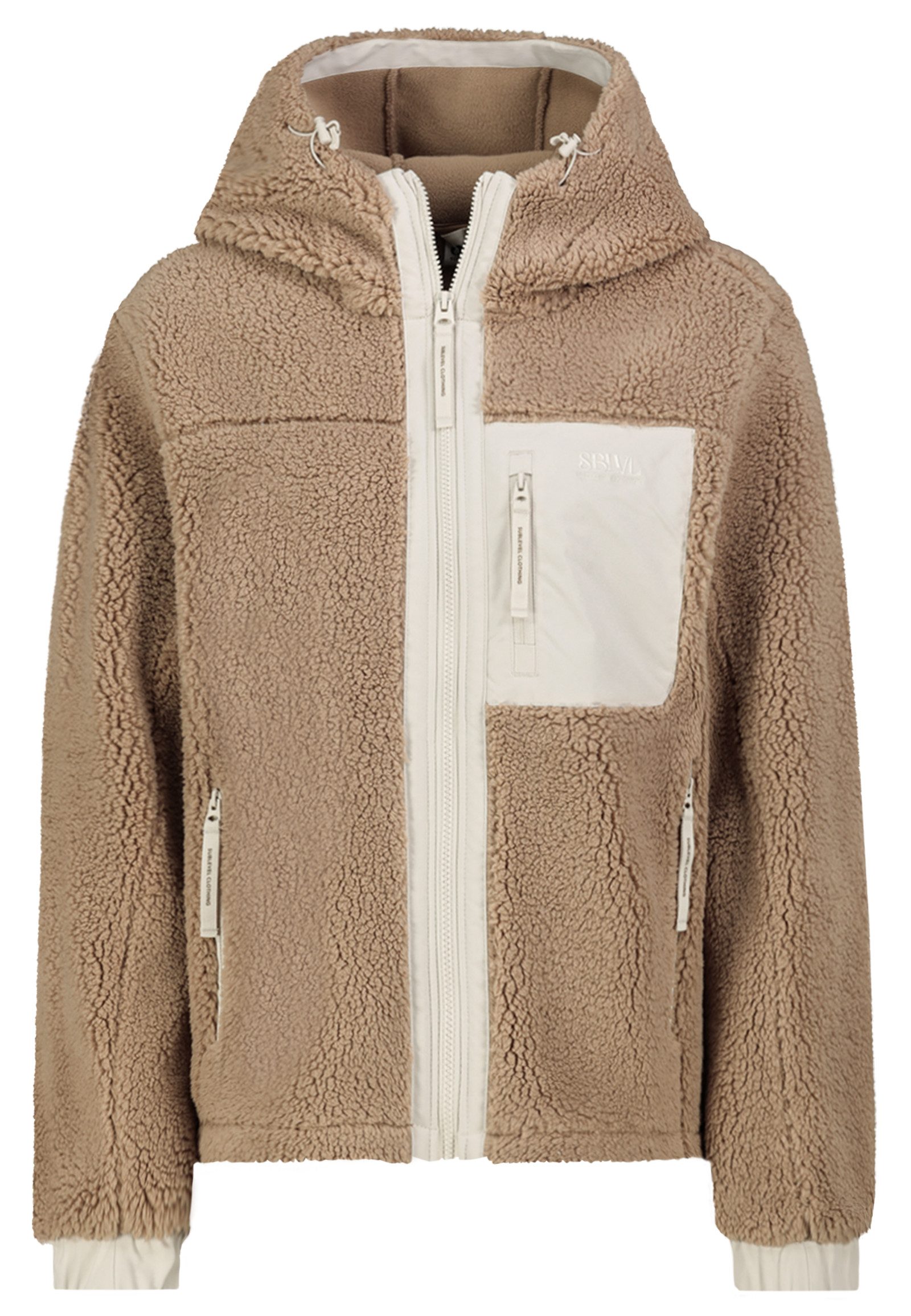 SUBLEVEL Fleecejacke Sublevel Damen Fleecejacke mit Kapuze Bonded Fleece, Kontrast-Details, Reißverschlusstaschen