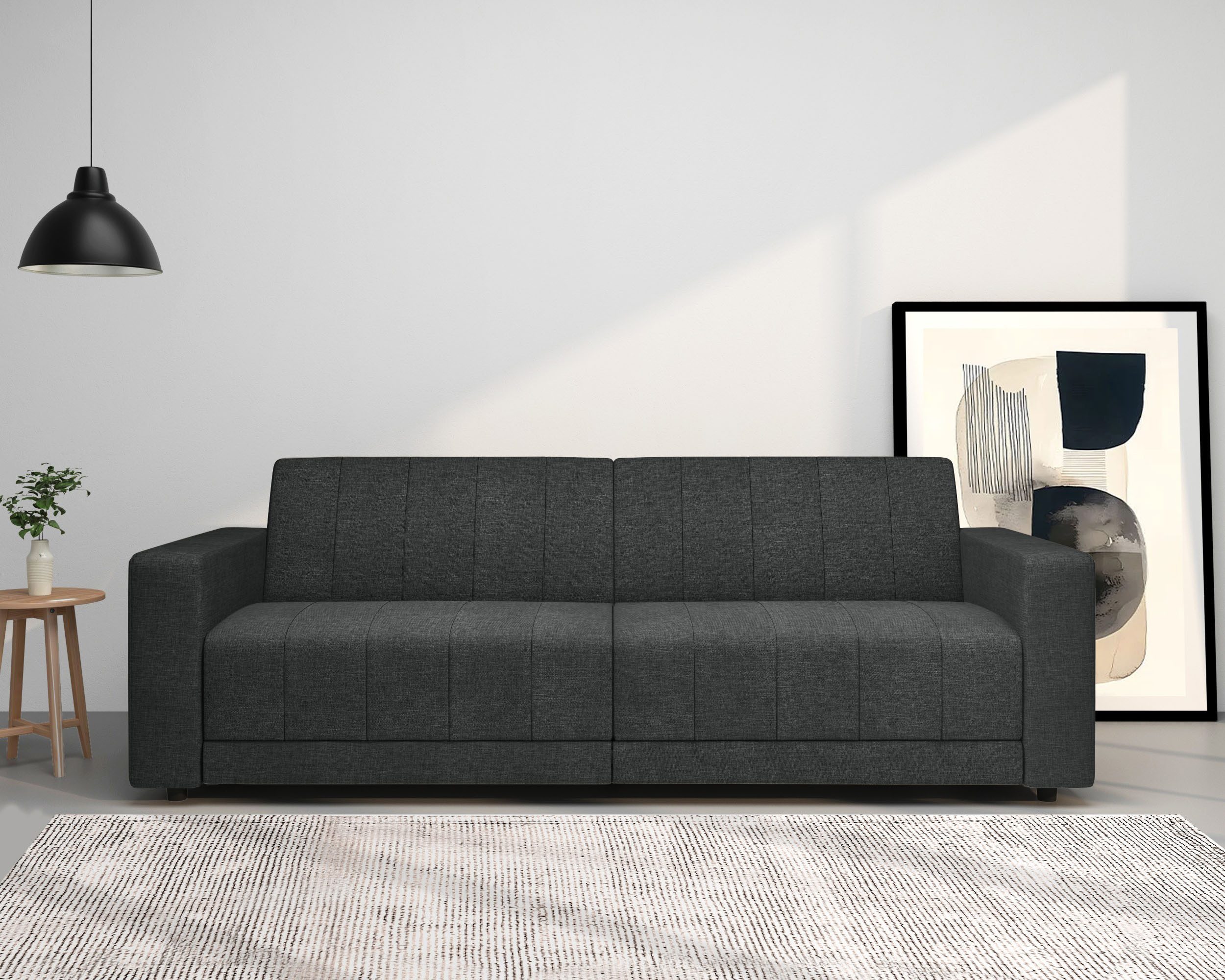 Dorel Home 3-Sitzer Allie II Schlafsofa 225 cm, Bett-Funktion (108/190cm), Rückenlehne 2-teilig, mit Steppung