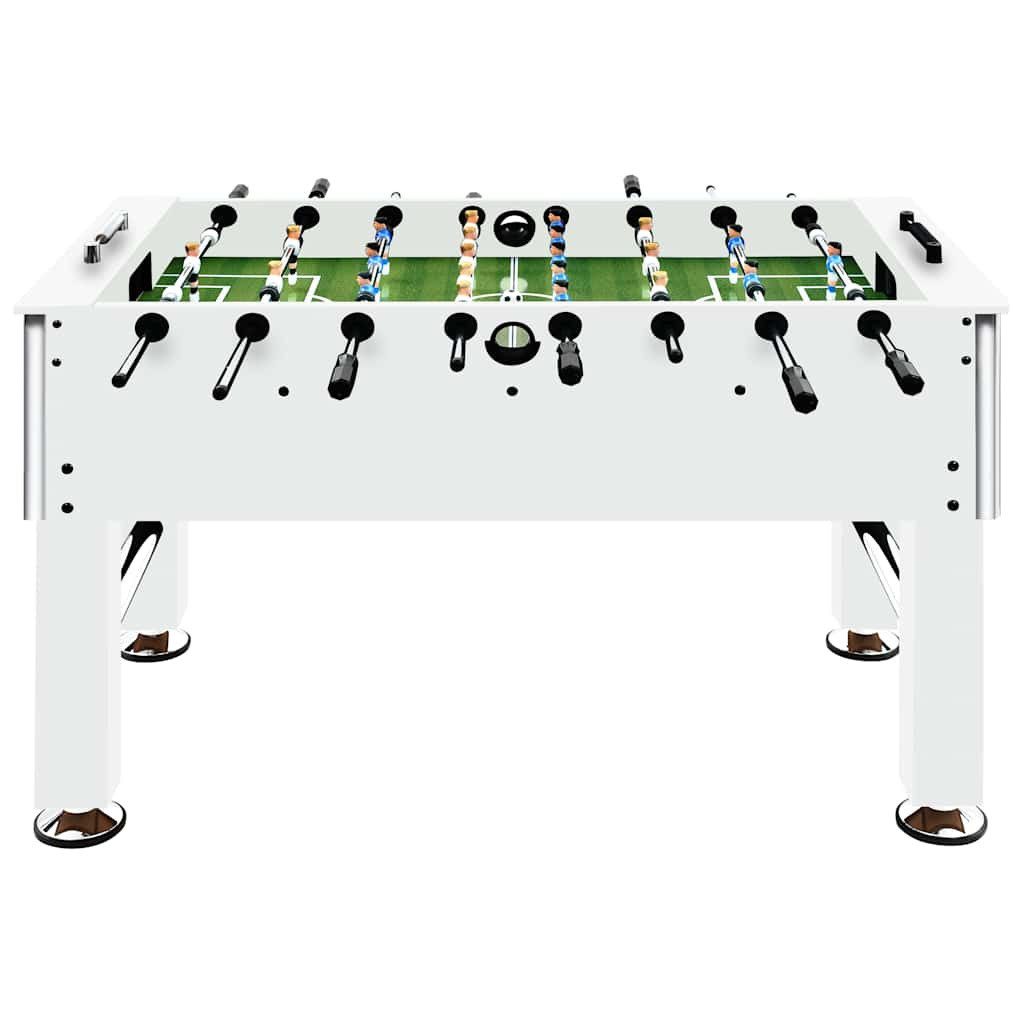 furnicato Tischfußballspiel Kickertisch 140 x 74,5 x 87,5 cm in Weiß für spannende Spiele, Fußballspieltisch mit höhenverstellbaren Füßen und Anti-Rutsch-Griffen
