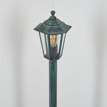 hofstein Pollerleuchte Wegeleuchte aus Metall/Glas in Grün-Schwarz/Klar, ohne Leuchtmittel, Außenleuchte, 99cm, Gartenlampe, IP44, 1xE27, ohne Leuchtmittel