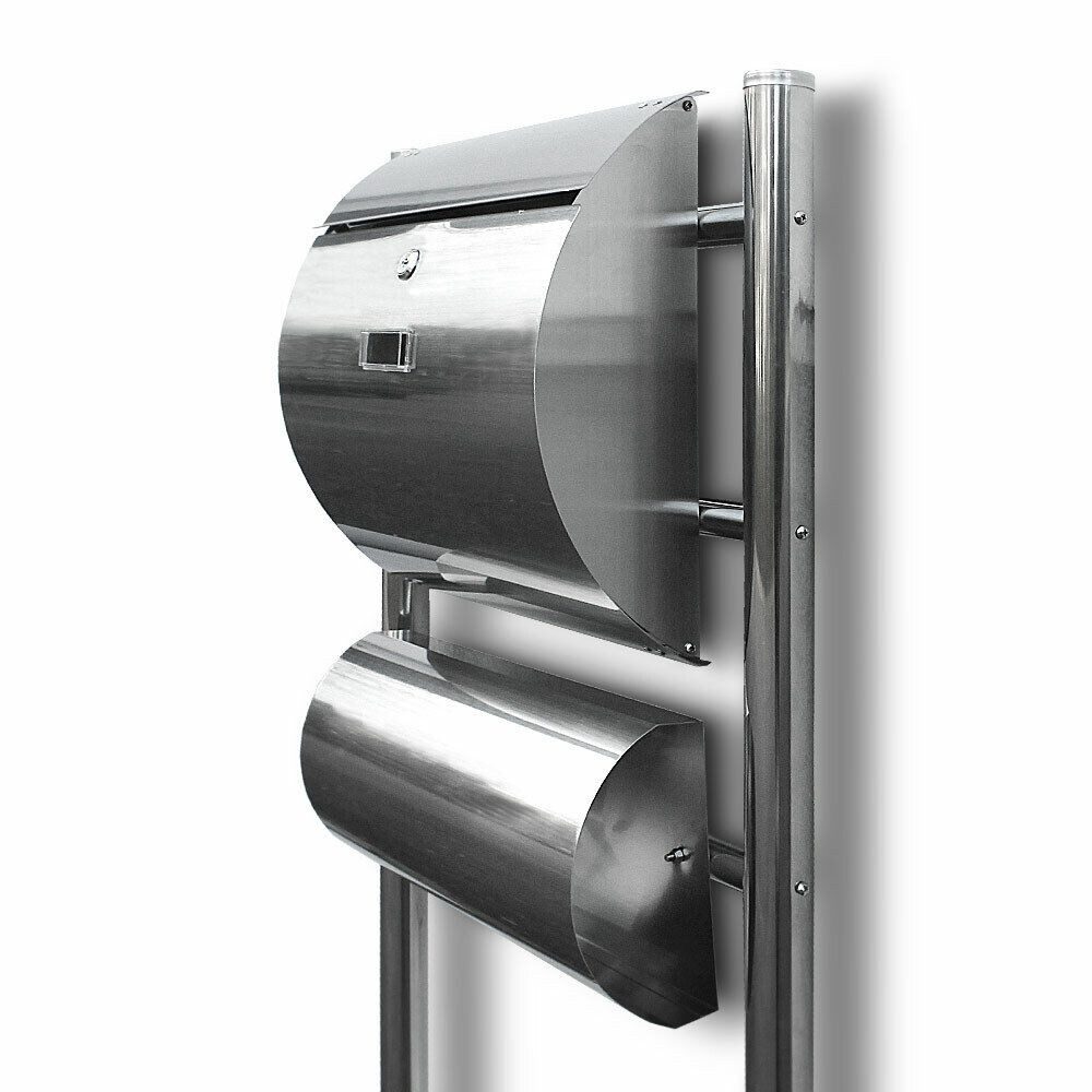 Bituxx Standbriefkasten Edelstahl mit separater Zeitungsrolle (MS-11385)