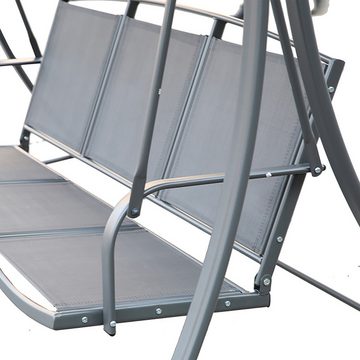 Angel Living Hollywoodschaukel Gartenschaukel 3 Sitzer mit Sonnenschutz aus Stahl und Polyester, 3,00-Sitzer, Größe: 195cm x 130cm x 173cm