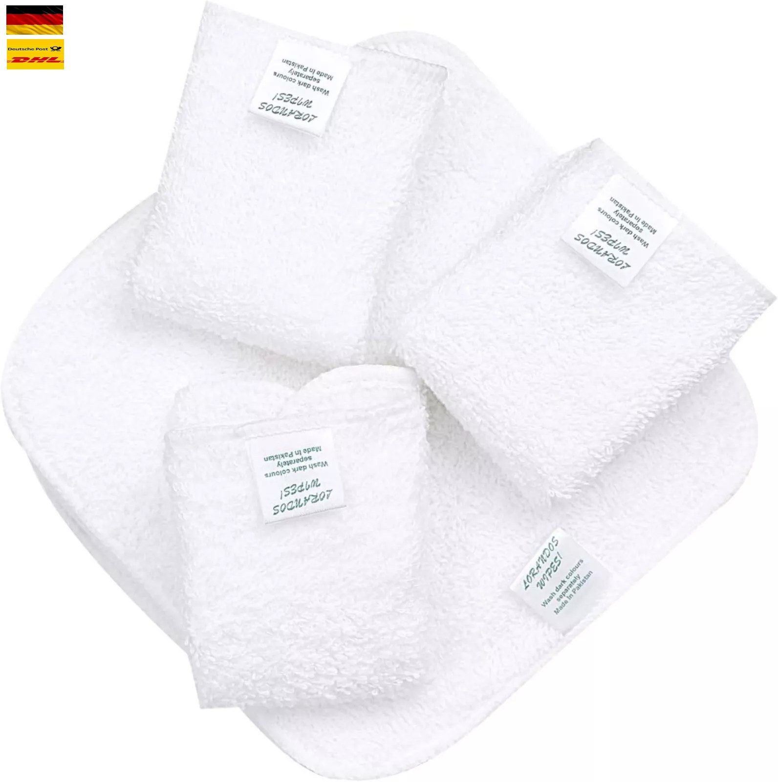 Montegoni Waschhandschuh 100 % Baumwolle Frottee wiederverwendbare Babytücher, (Flanell-Waschlappen 25er Pack - 15x15cm - Weiß), parfümfrei waschbar ultraweiche – Bild 4 von 5