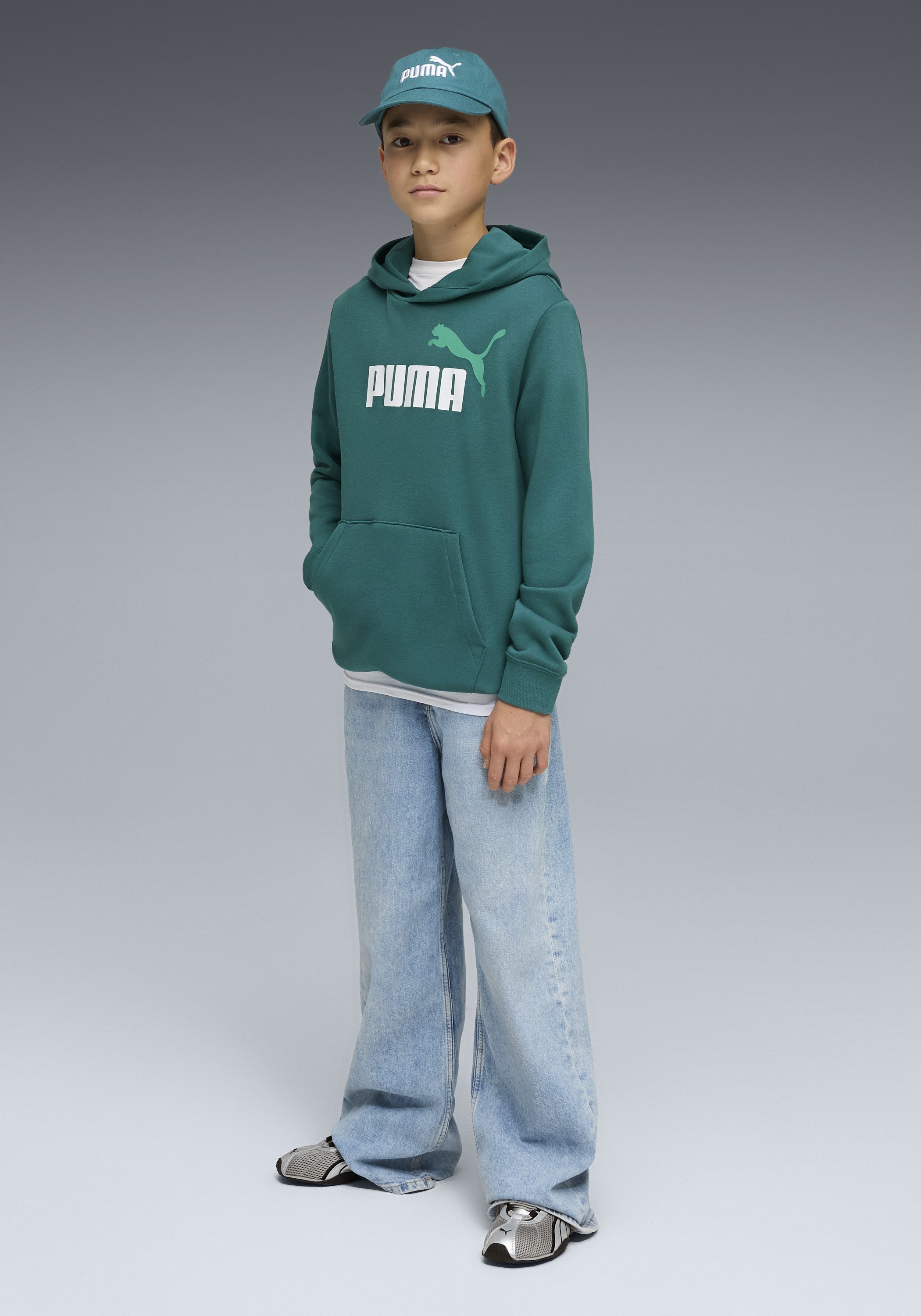 PUMA Kapuzensweatshirt ESS 2 COLOR NO.1 LOGO HOODIE TR B für Jugendliche, mit Print-Applikation, mit Kängurutasche