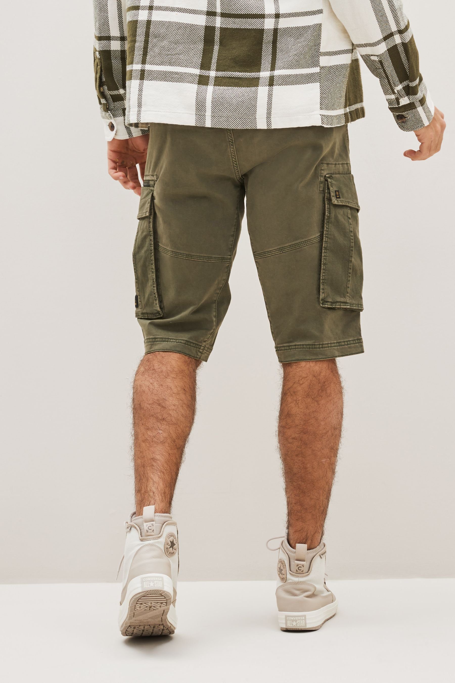 Green Next Waschung 3/4 (1-tlg) mit Hochwertige Cargoshorts Cargo-Shorts Khaki