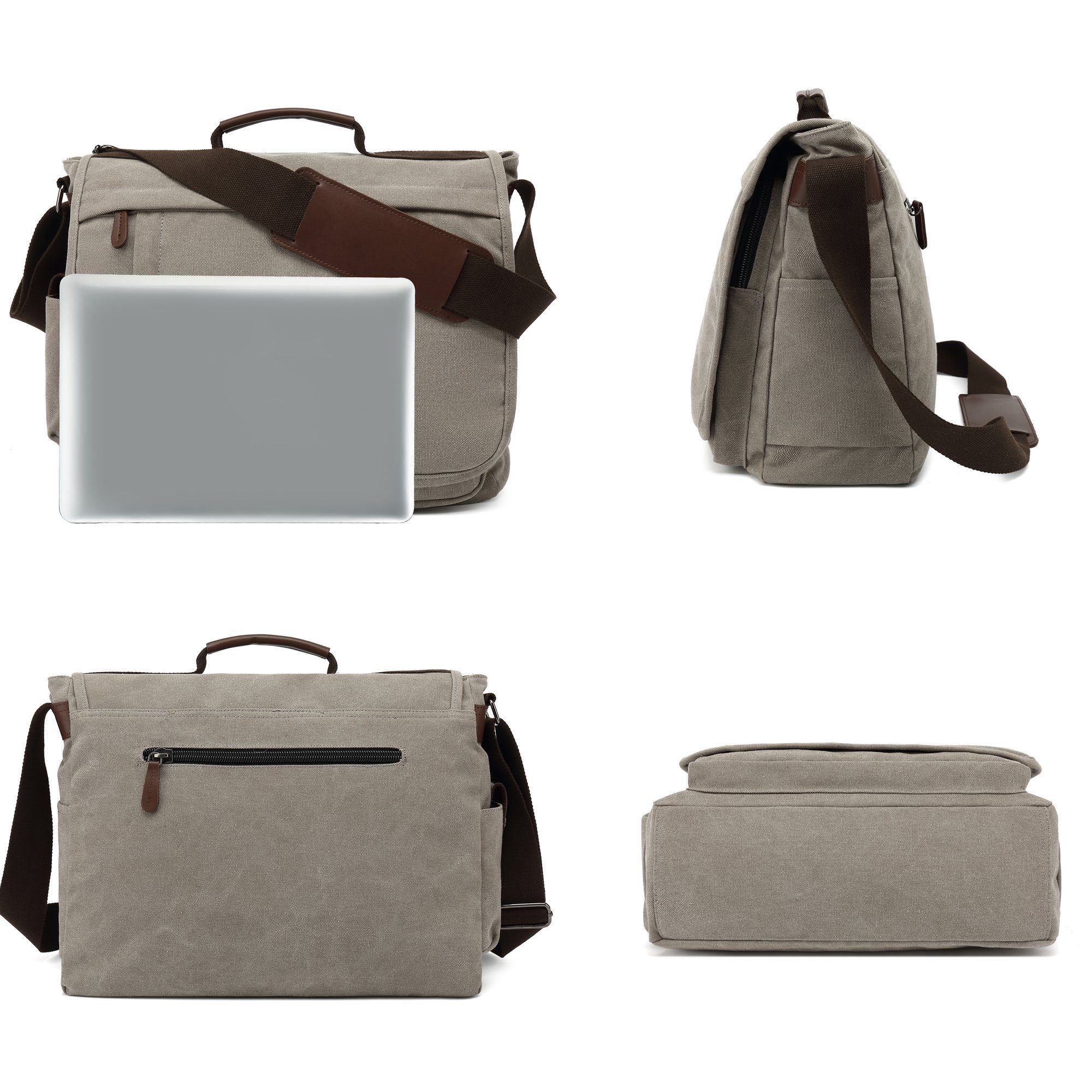 TAN.TOMI Umhängetasche Umhängetasche Herren Schultertasche 15.6 Zoll Kuriertasche aus Canvas, Hochwertige Herrentasche Schultertasche/Kuriertasche/Messenger Bag