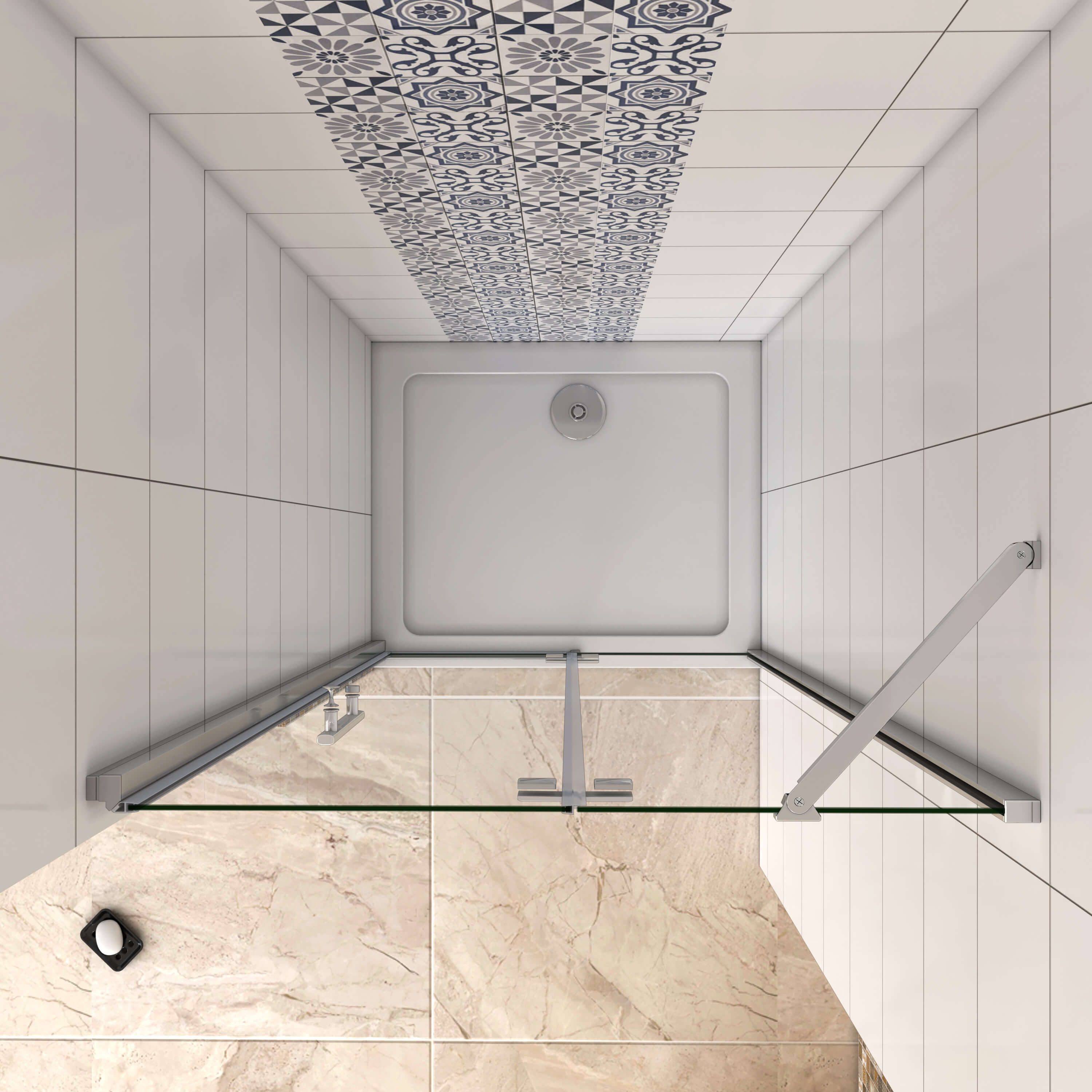 AICA Dusch-Drehtür 6mm Nano ESG Scharniertür Drehtür Nischentür Duschabtrennung, 80x185 cm, Einschreibensicherheitsglas, (links und rechts montierbar,Links- und Rechtsanschlag montierbar) mit Antikalk- Versiegelung,ebenerdiger Einbau möglich