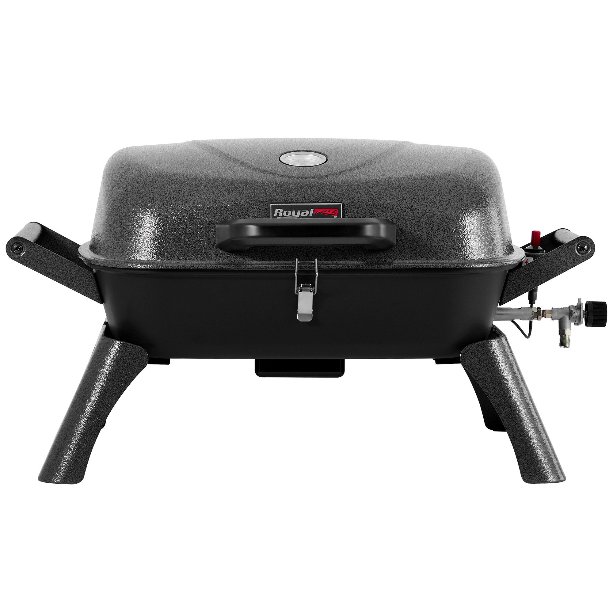 Royal Gourmet Gasgrill tragbarer Tischgrill, 3,5 kW mit Piezozündung und Thermometer, Outdoor Grill mit klappbaren Beinen und Deckelverschluss
