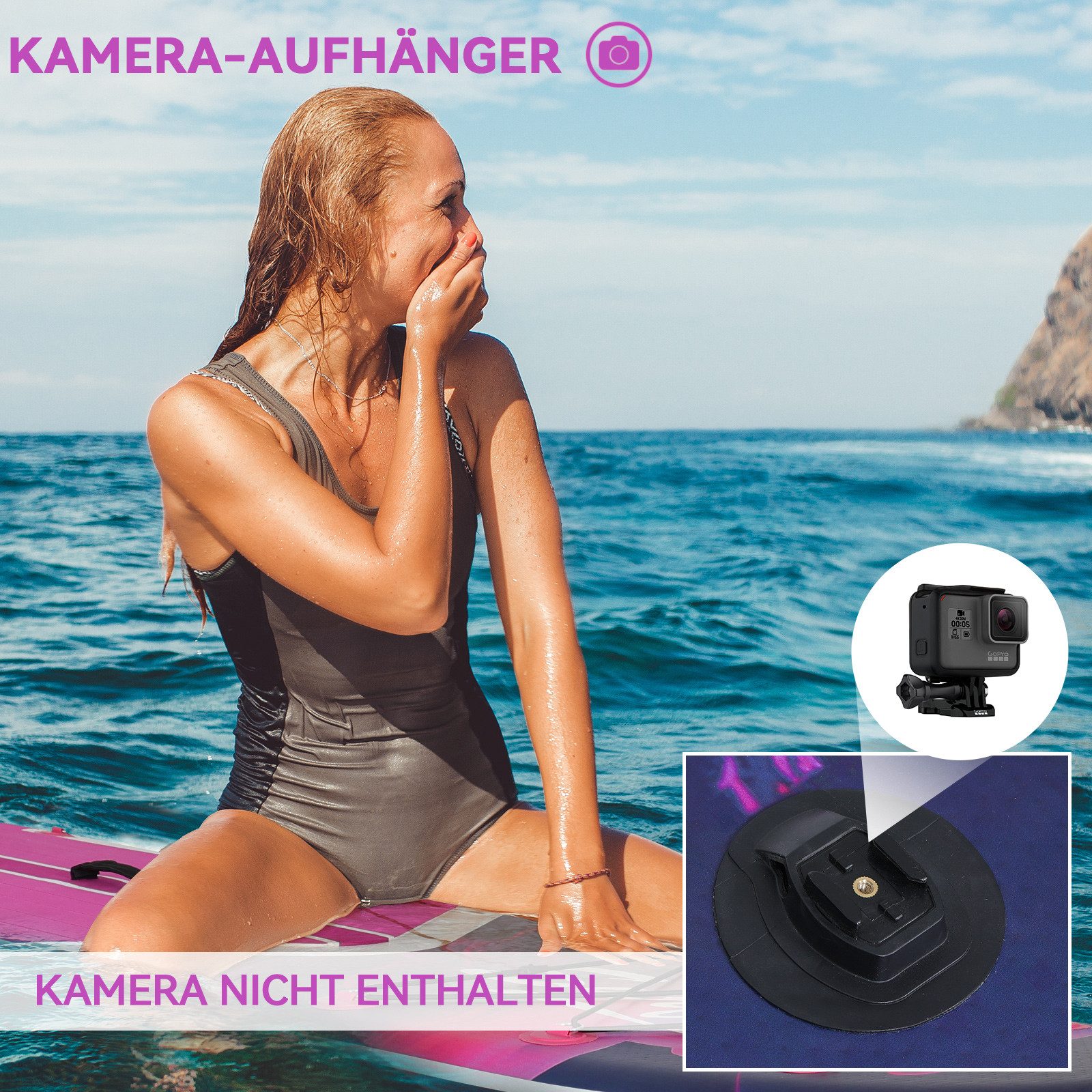 Puluomis Inflatable SUP-Board Set aufblasbar mit Halter, Sitz und Fußband, MB. bis 150Kg, 335/320cm, Surfbrett Paddling Paddelboard