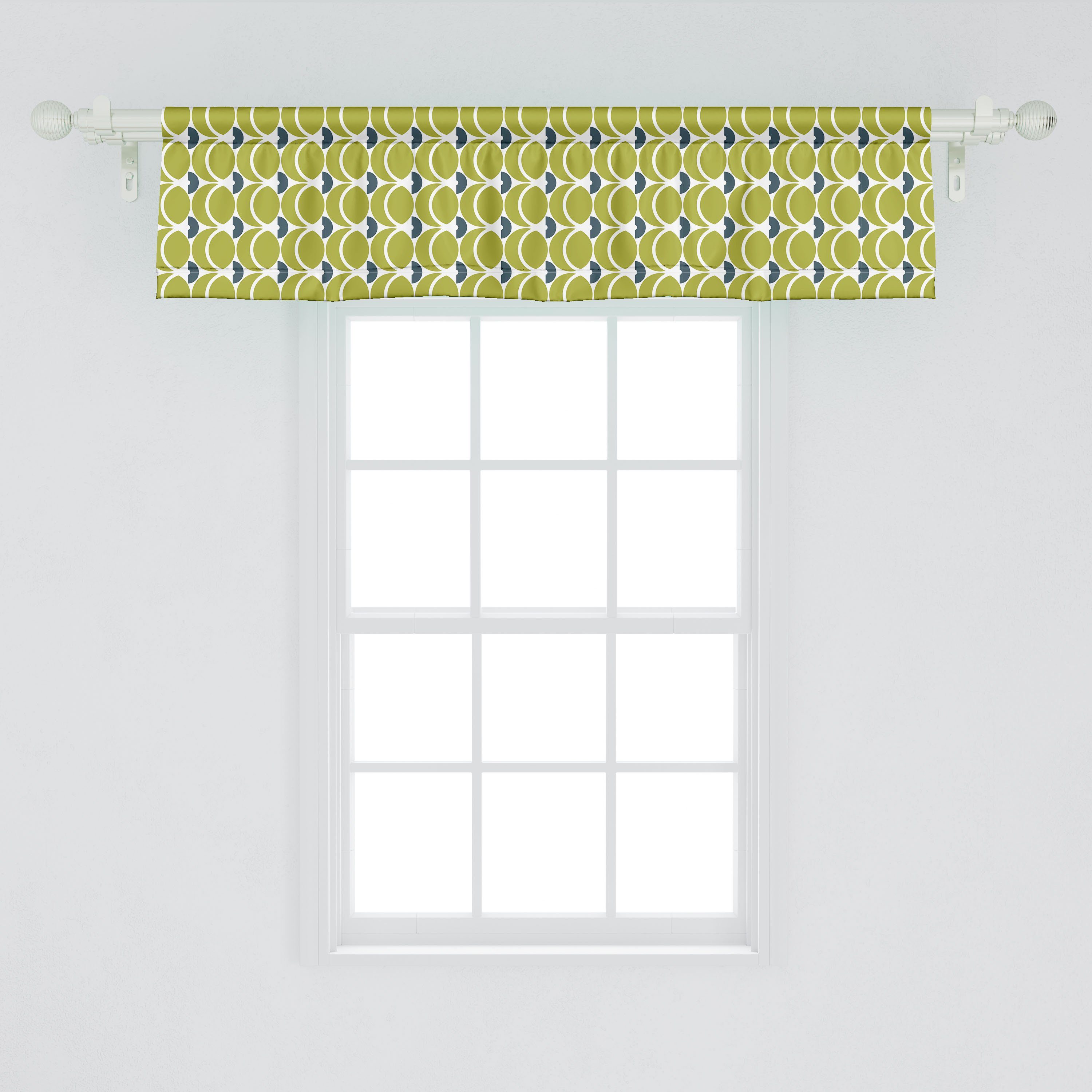 Schlafzimmer Deco-Kreise Art Scheibengardine Microfaser, geometrisch Stangentasche, für Küche Abakuhaus, Volant Vorhang mit Dekor Runden