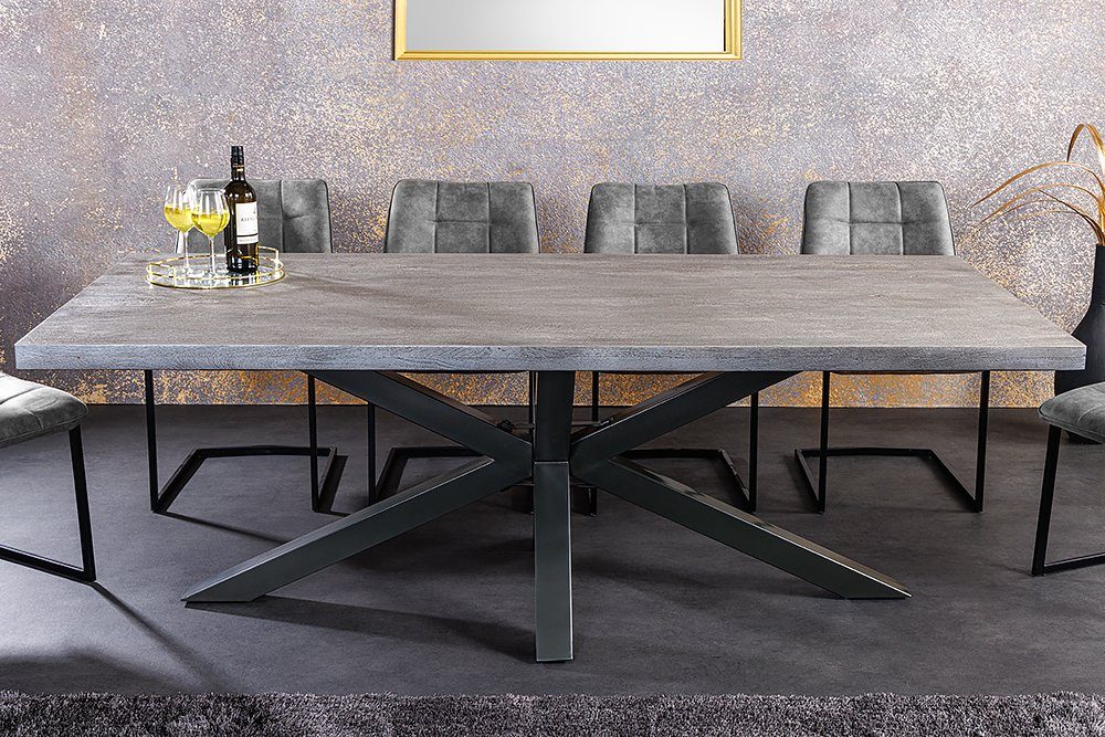 · · (Einzelartikel, 1-St), riess-ambiente 200cm Mango-Massivholz grau Platte Esstisch 5cm Stern-Gestell anthrazit · Metall / GALAXIE Industrial ·