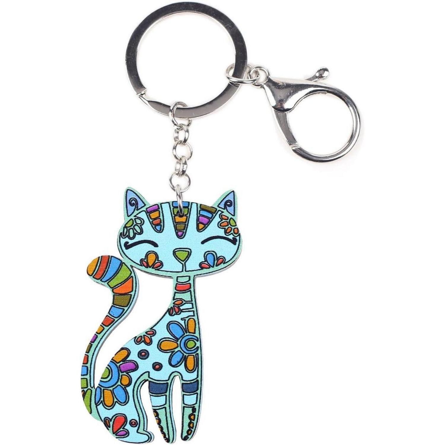 LuxusKollektion Schlüsselanhänger Schlüsselanhänger Katze Acryl Blau