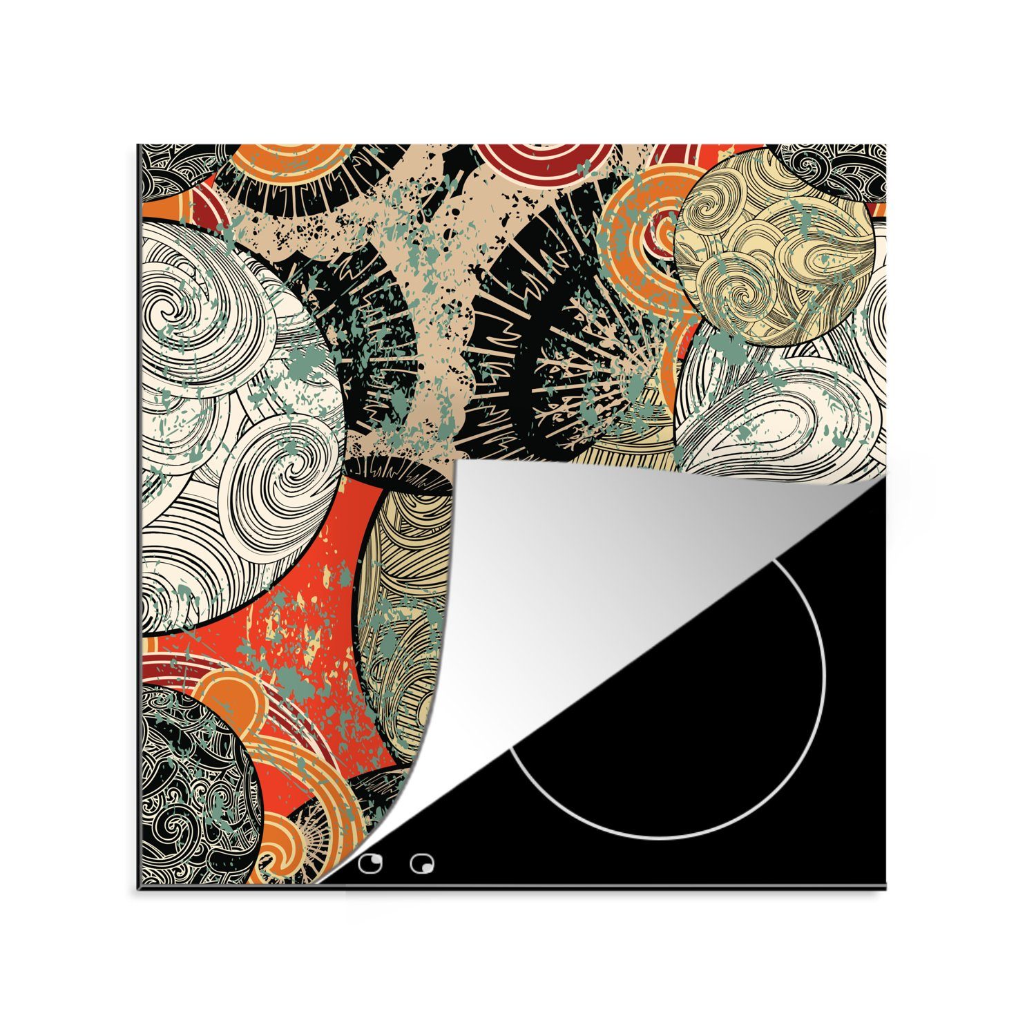 Extrem günstige Artikel MuchoWow Herdblende-/Abdeckplatte Vinyl, mit tlg), Wellen Abstraktes (1 Muster küche Stil, japanischen im Ceranfeldabdeckung, cm, Arbeitsplatte für 78x78