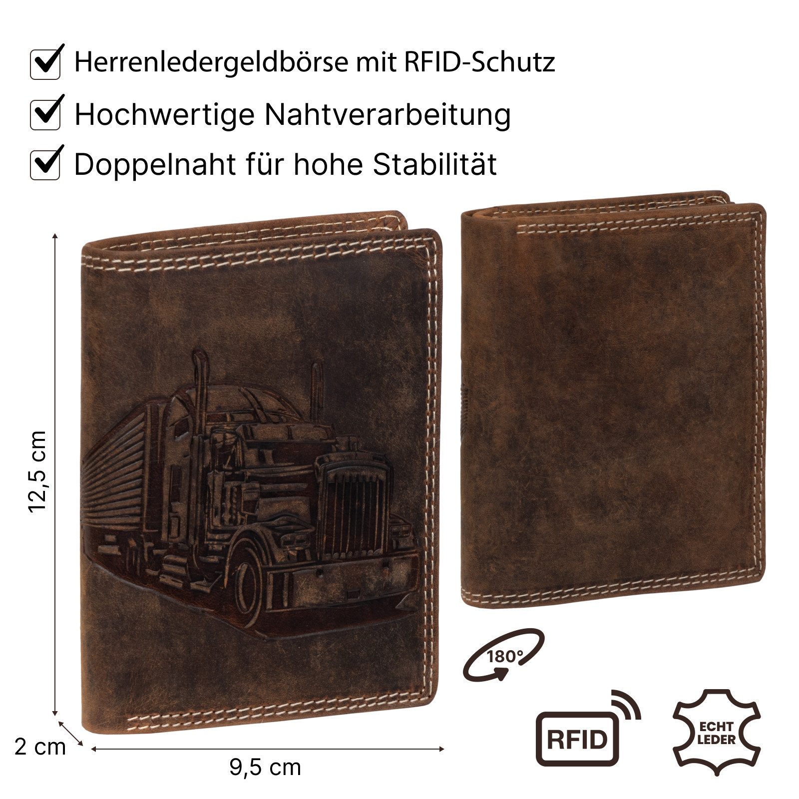 EAAKIE Geldbörse RFID Büffel Echt Leder Geldbörse Portemonnaie Herren mit Motiv, RFID Schutz