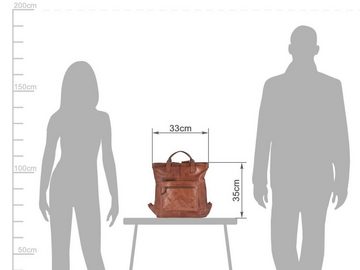 Bear Design Freizeitrucksack "Rinus" Cow Lavato Leder, Damenrucksack, als Tasche zu tragen, knautschig weiches Leder braun