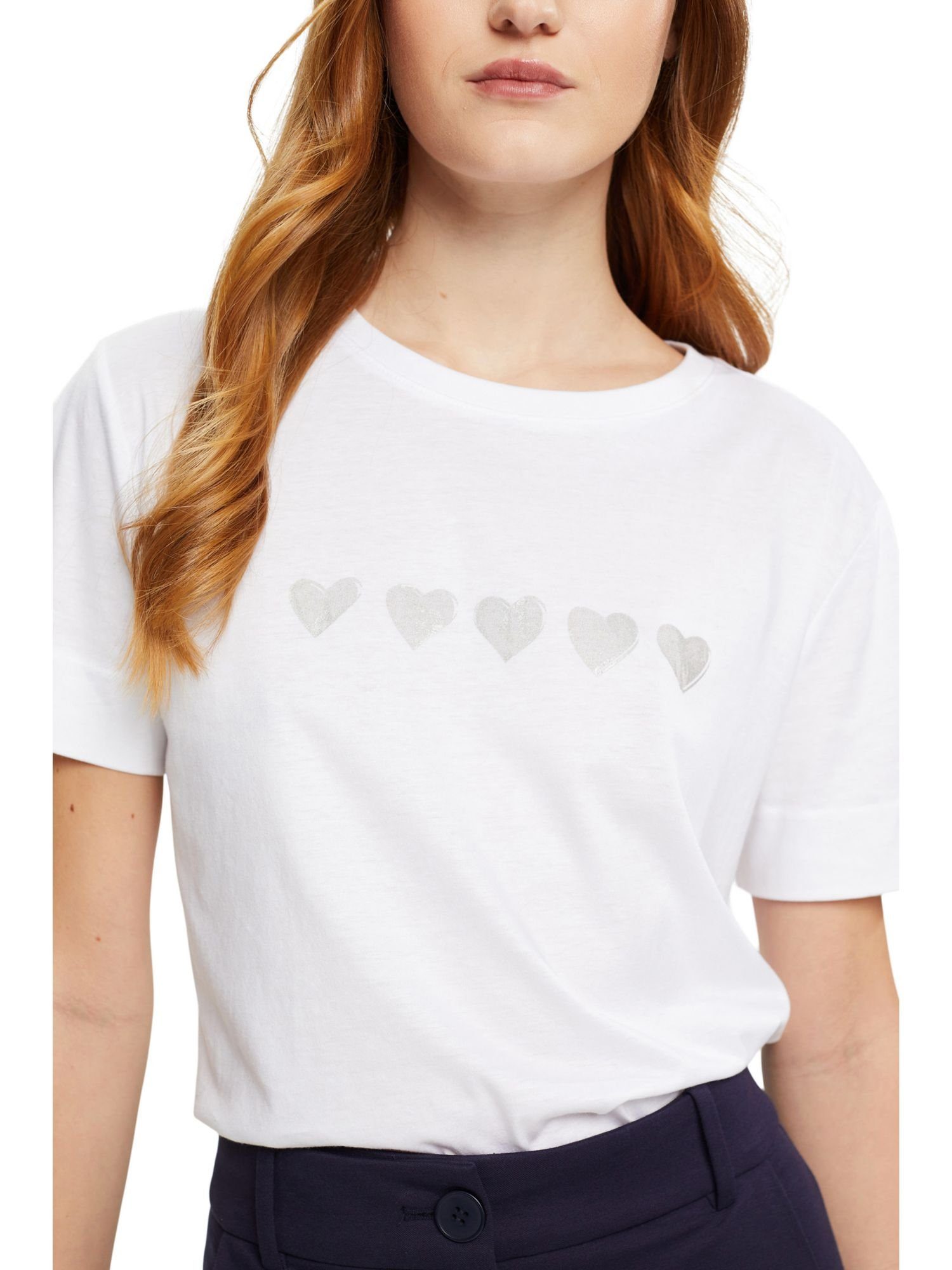 WHITE auf NEW Brusthöhe Esprit T-Shirt Collection mit T-Shirt Print (1-tlg)