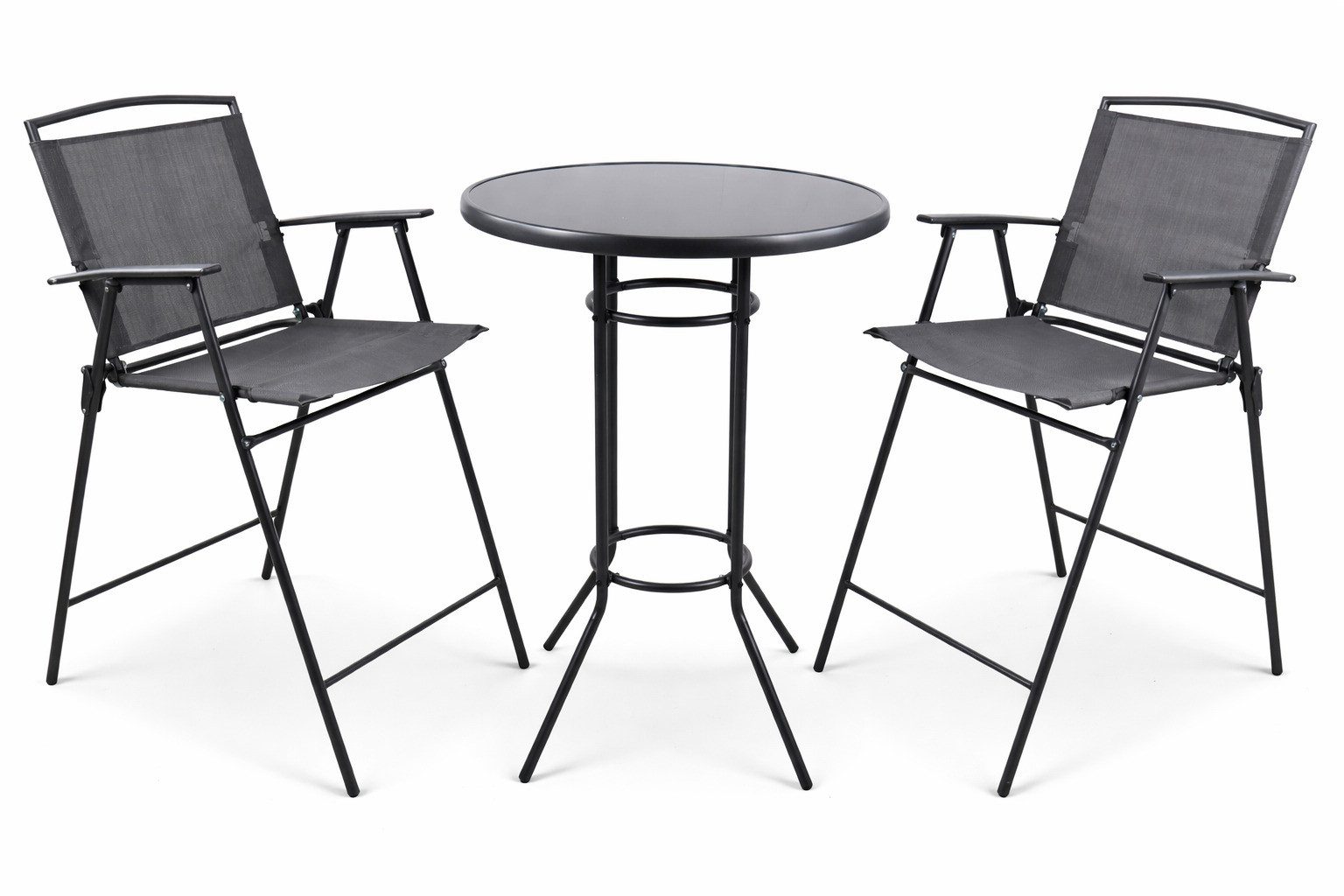 VCM Garten-Essgruppe 3 tlg. Barset Stehtisch Barstuhl Bartisch Garlos