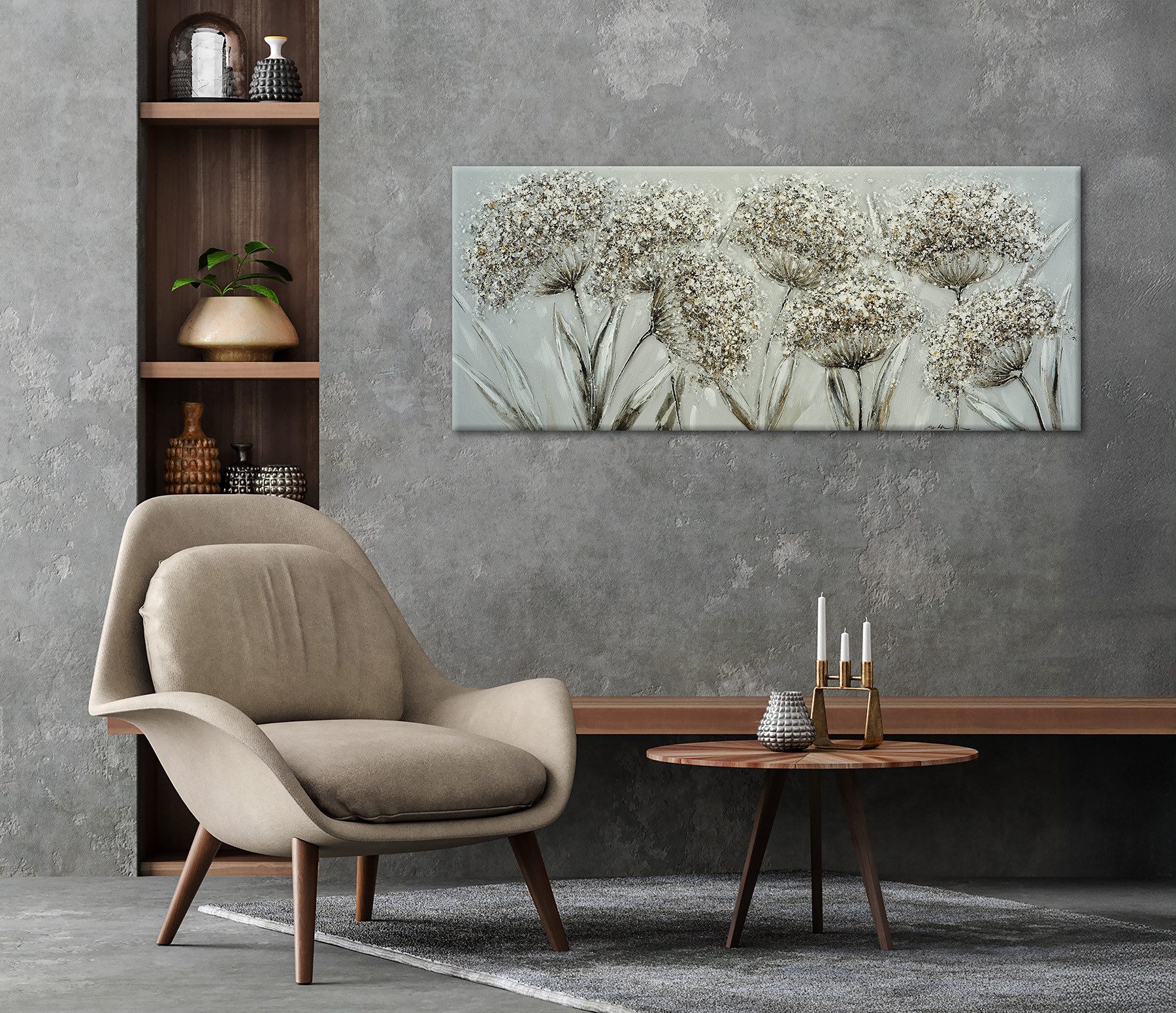 Bönninghoff Ölgemälde handarbeit PUSTEBLUMEN XXL 60x140 cm – Wandbild Kunst Deko modern