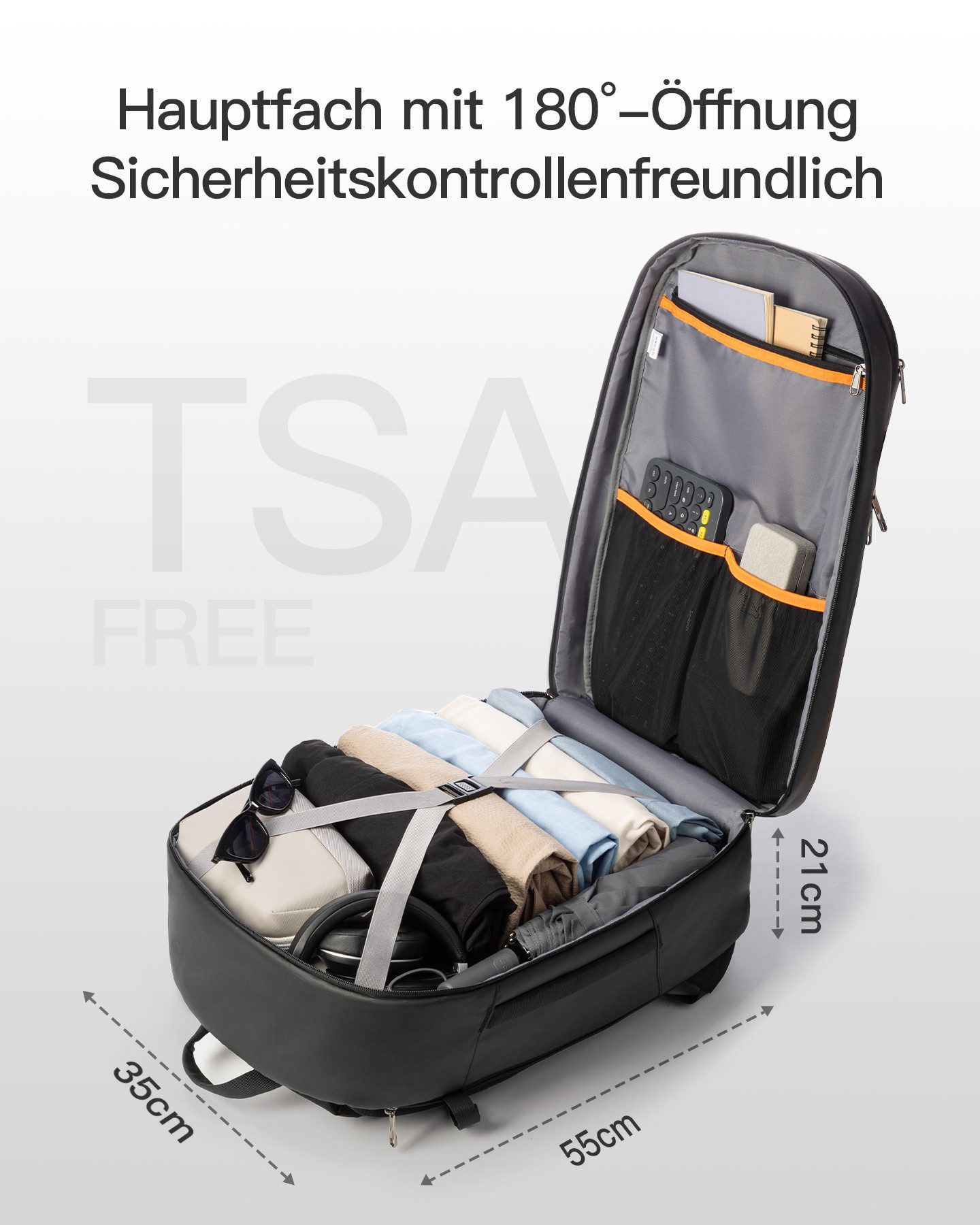 Inateck Reiserucksack 40L TSA-freundliches Handgepäck, Rucksack für Geschäftsreisen