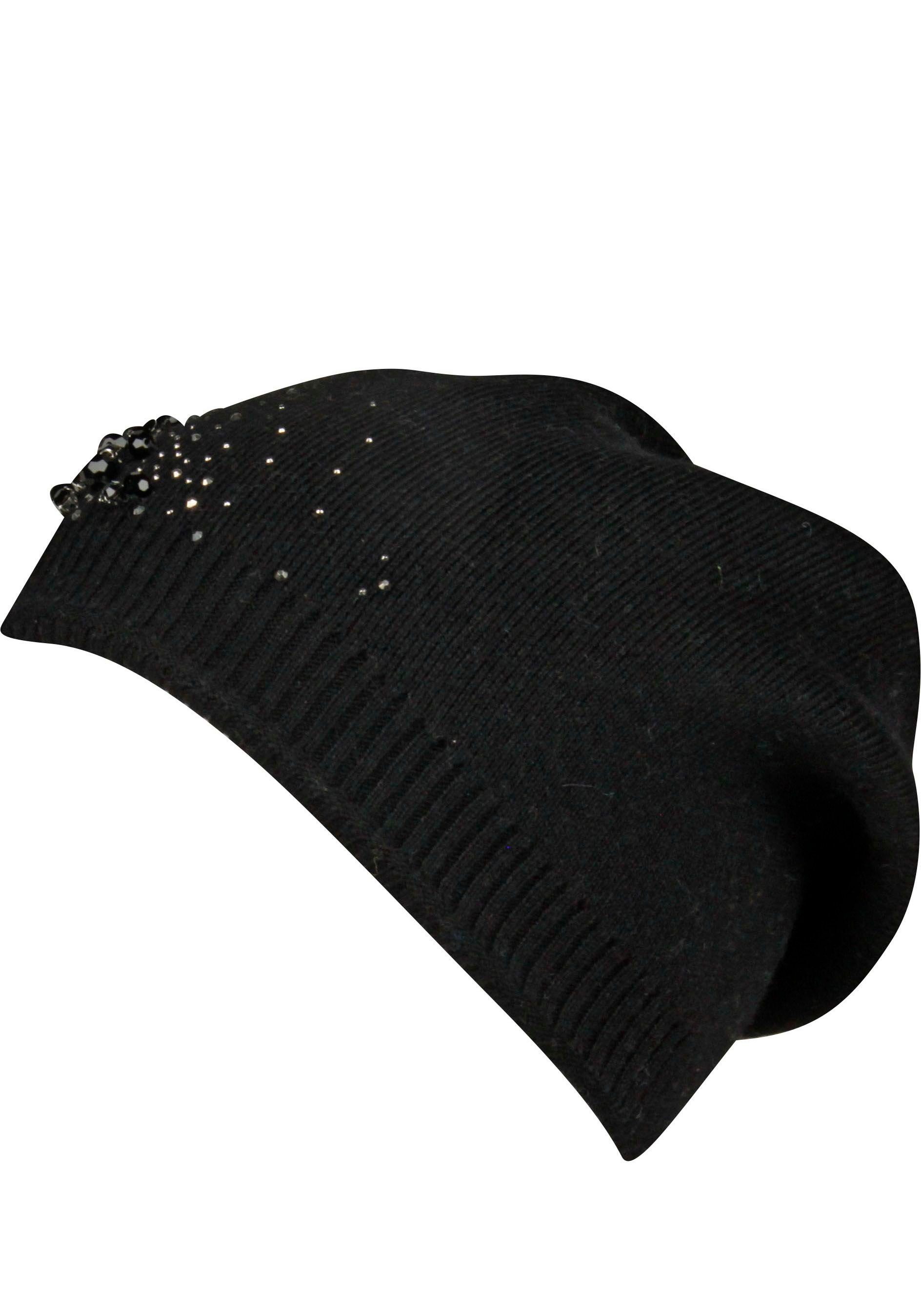 Capelli New York Strickmütze Schmucksteine, Wollanteil black | Beanies