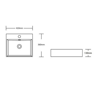 Mai & Mai Aufsatzwaschbecken Hängewaschbecken Br201 Waschbecken Keramik Nano-Beschichtung eckig