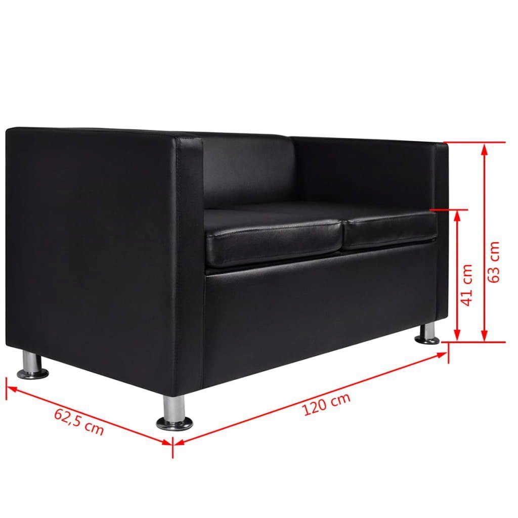 3-Sitzer 2-Sitzer + Sessel + 3-Sitzer Schwarz vidaXL Kunstleder Sofa-Set