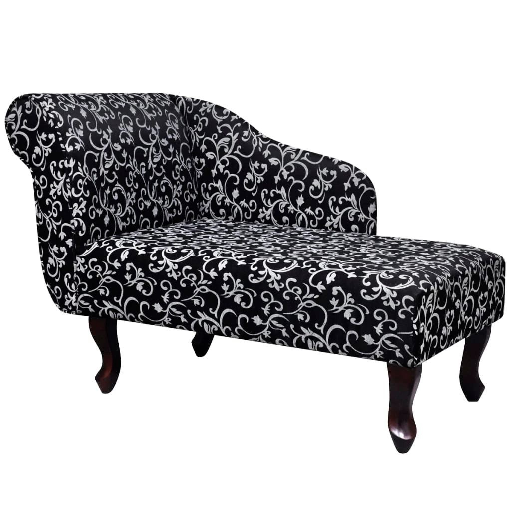 Sitzbank Chaiselongue Schwarz und Weiß Stoff Liegesofa Wohnzimmer Relaxliege