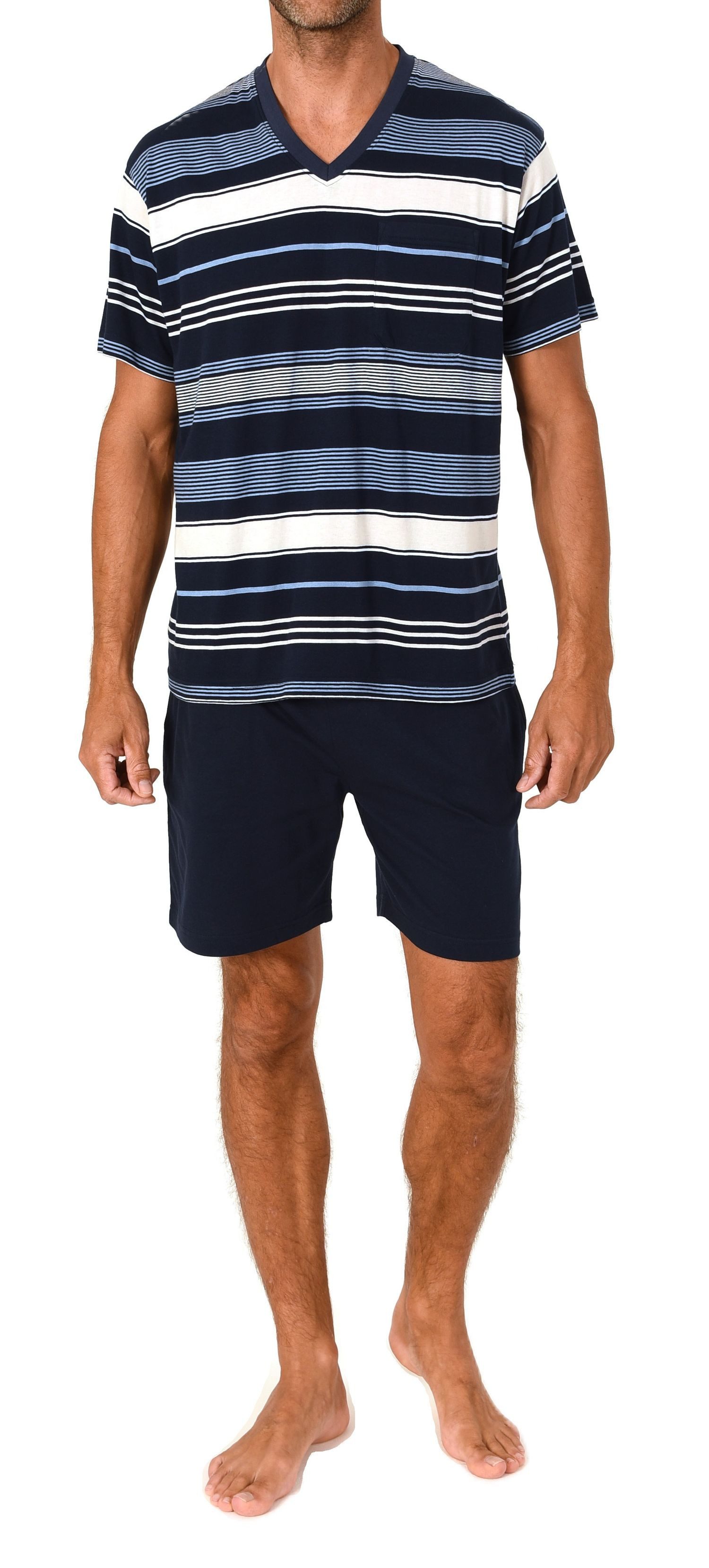Pyjama Normann Herren Pyjama kurzarm Shorty V-Hals - auch in Übergrößen