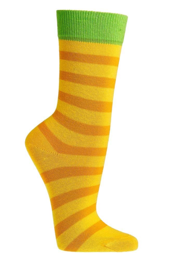 FussFreunde Socken 6 Paar Kindersocken Bio-Baumwolle Ringel für Mädchen & Jungen Gelb