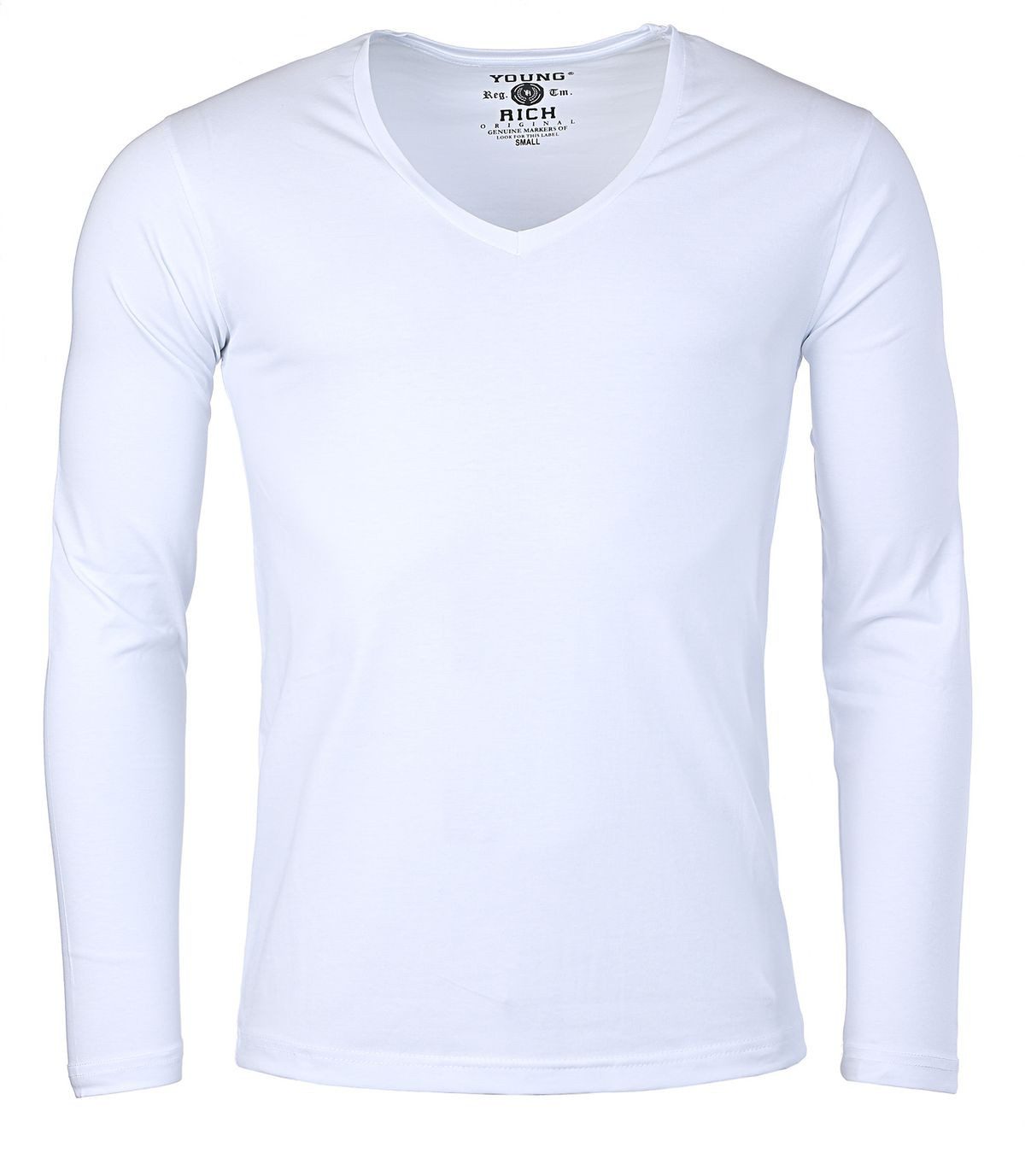 Young & Rich T-Shirt Herren Uni Basic extra tiefer Ausschnitt Unterziehshirt 2239 3er Pack (3er-Pack, 3-tlg., 3er-Pack) V-Ausschnitt unifarben langarm slim fit