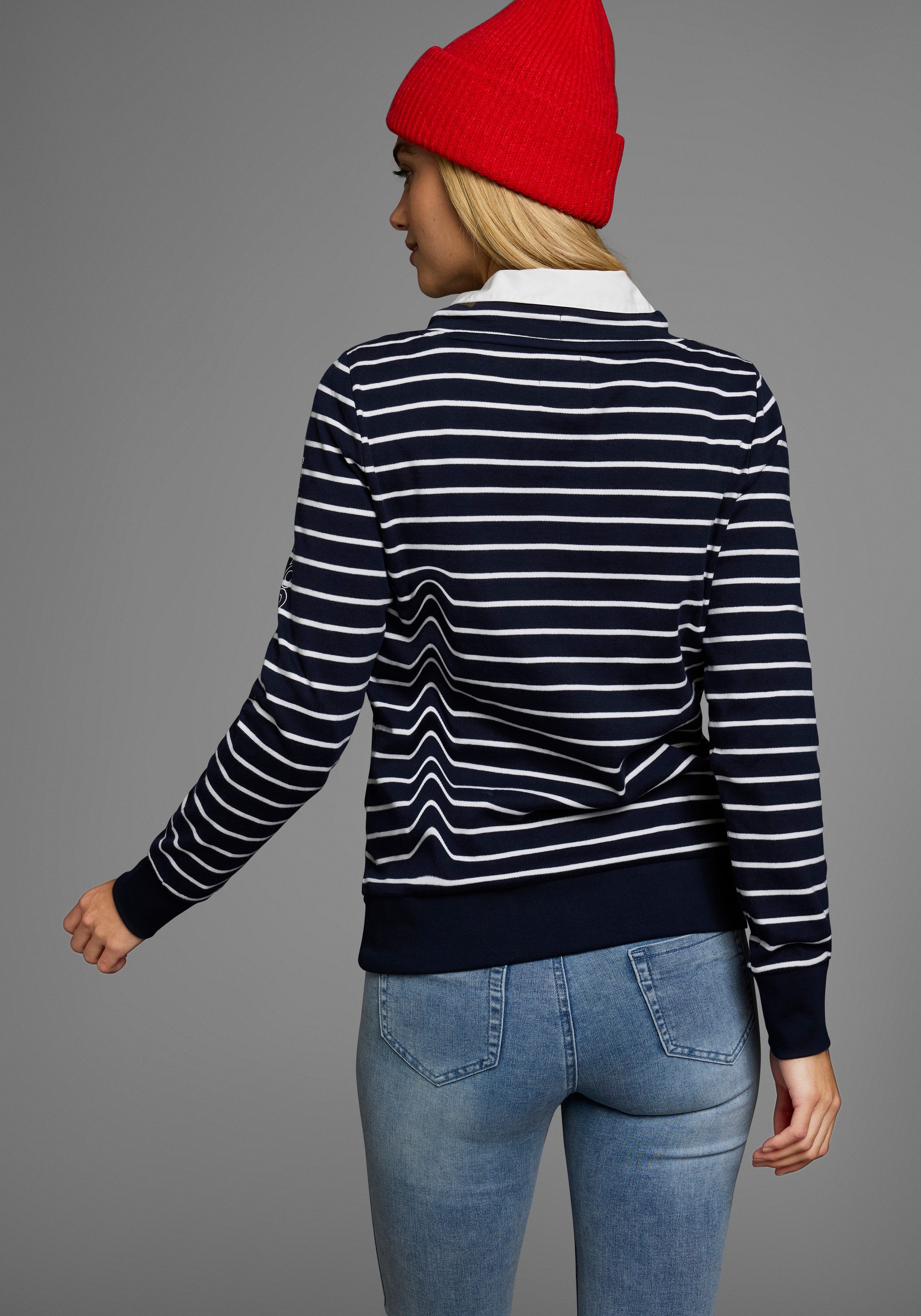 KangaROOS Sweatshirt Langarm mit Daumenlöchern, figurbetont, Stehkragen mit Kordelzug