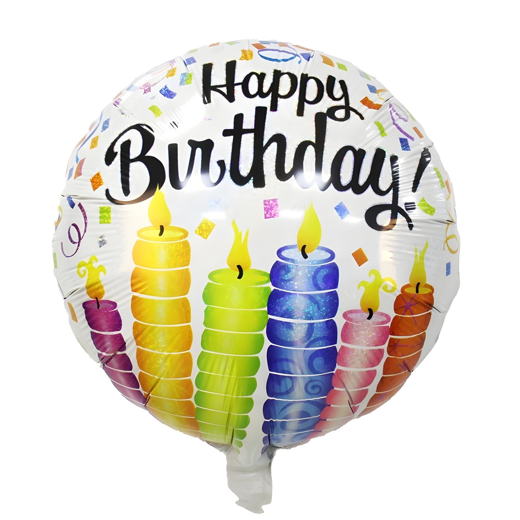 Kopper-24 Folienballon Folienballon Happy Birthday Kerzen holografisch, weiß, schwarze Schrif
