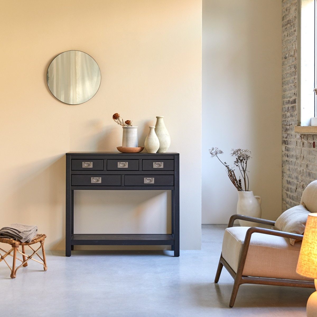 Tikamoon Konsolentisch Konsole Klaten aus massivem Kiefernholz 100