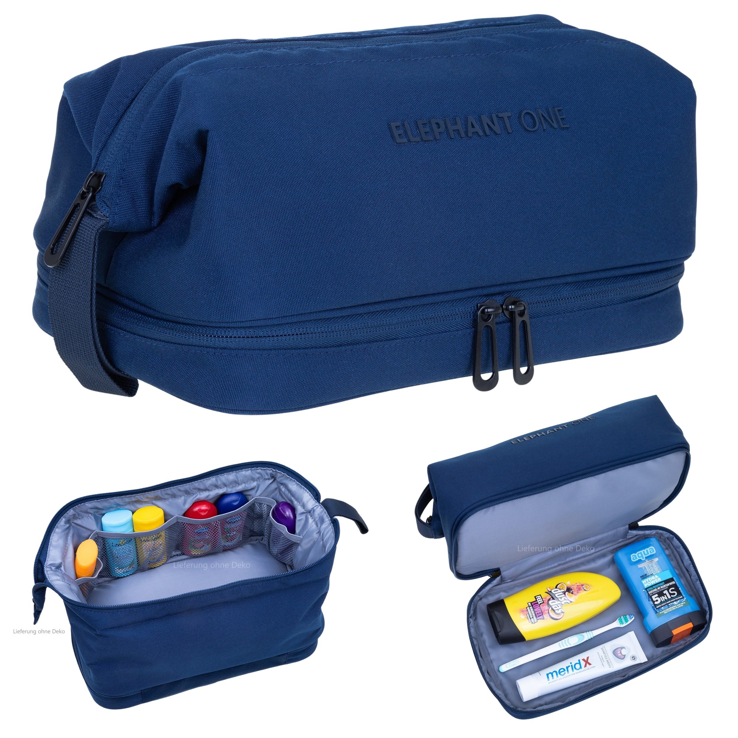 Kulturbeutel Kulturtasche Bodenfach Innentaschen Washbag Kosmetiktasche